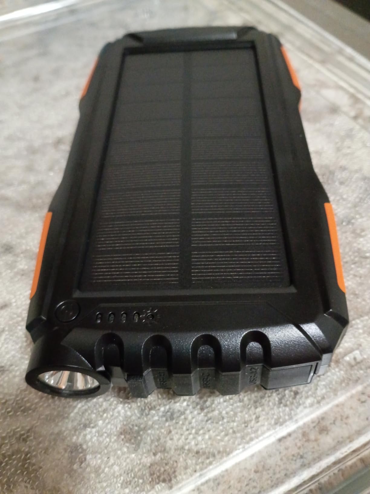 Mregb Solar Charger Power Bank 42800mAh, Portable Charger, Solar Power Bank, External Battery Pack 5V3.1A Qc 3.0 Fast Charger Built-in Super Bright Flashlight (Orange) customer photo 1