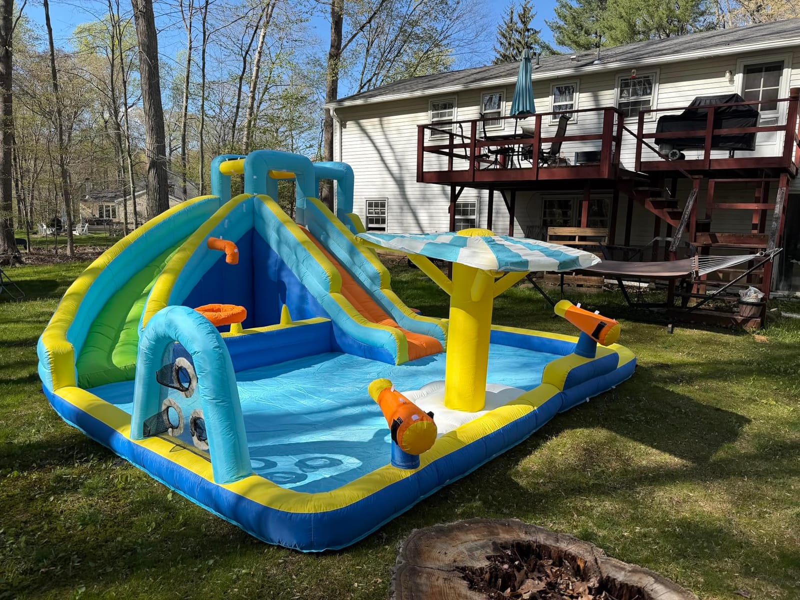 Inflatable Water Park for Kids, 16.4 ft × 14.1 ft Large Backyard Water Slides with Dual Slides, Dual Water Guns & Climbing Wall for Outdoor customer photo 2