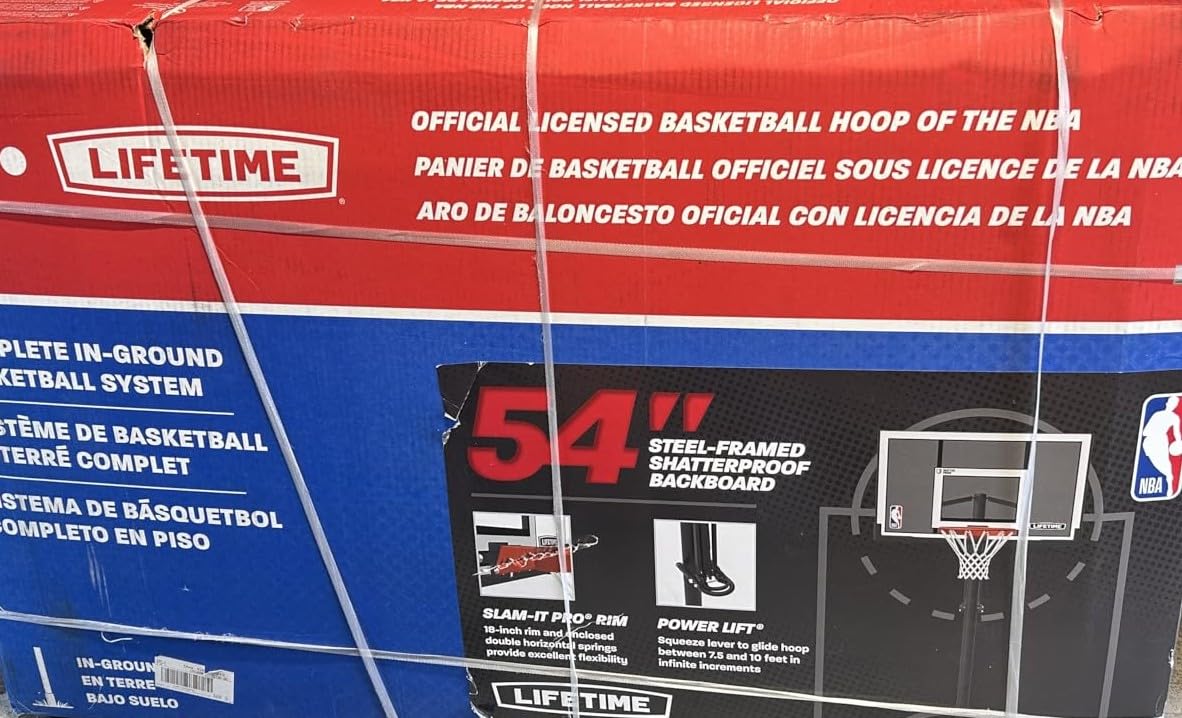 Lifetime NBA In-Ground Basketball Hoop, 54 Inch Shatterproof Backboard, Adjustable Height 7.5-10 Ft, Power Lift Adjust, Slam-It Pro Rim, Polycarbonate and Steel customer photo 1