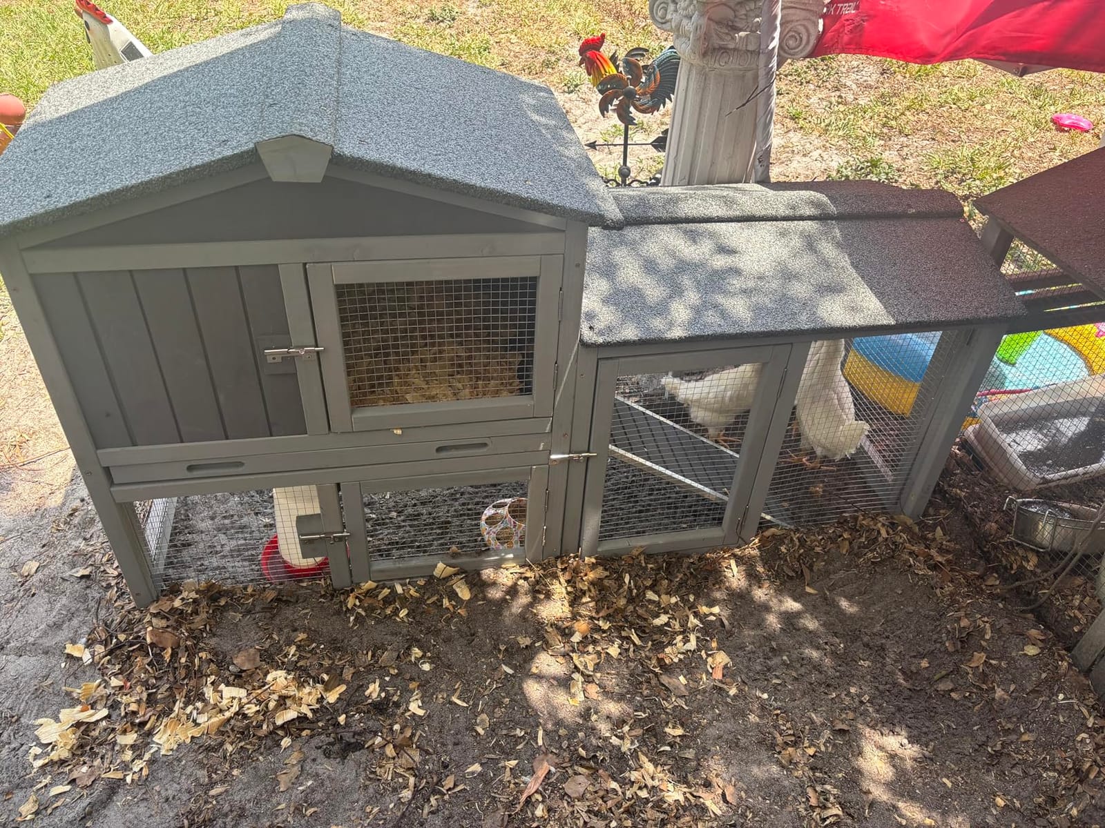 Aivituvin Chicken Coop for 2 Chickens, Outdoor Wooden Rabbit Hutch Hen House Poultry Quail Cage with Weatherproof Asphalt Roof, Leakproof Pull-Out Tray for 2 Rabbits or Small Animals customer photo 1
