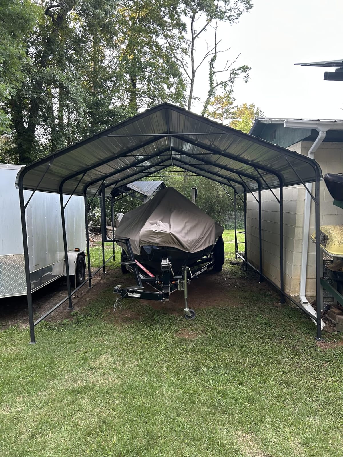 Shintenchi 12x20 FT Metal Carport, Oversized Carport Garage with Enhanced Base, Outdoor Galvanized Car Shelter, Heavy Duty Carports Canopy, for Car, Boats and Tractors, Grey customer photo 2