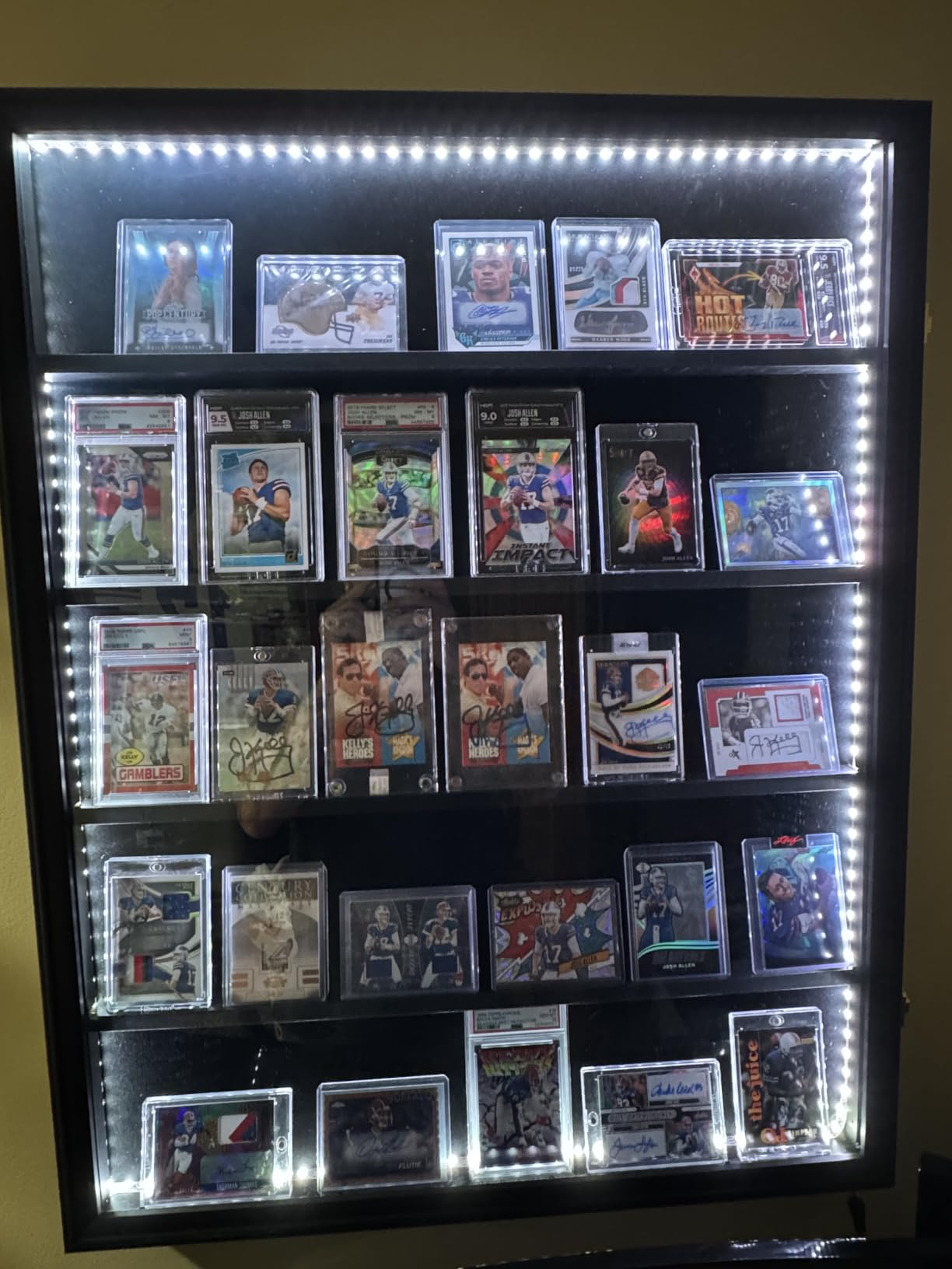 35 Graded Card Display Case with LED Lights, Baseball Card Frame | Wall Mounted, UV Protection, Lockable, Fits Hockey Football Basketball Baseball Trading Cards customer photo 1
