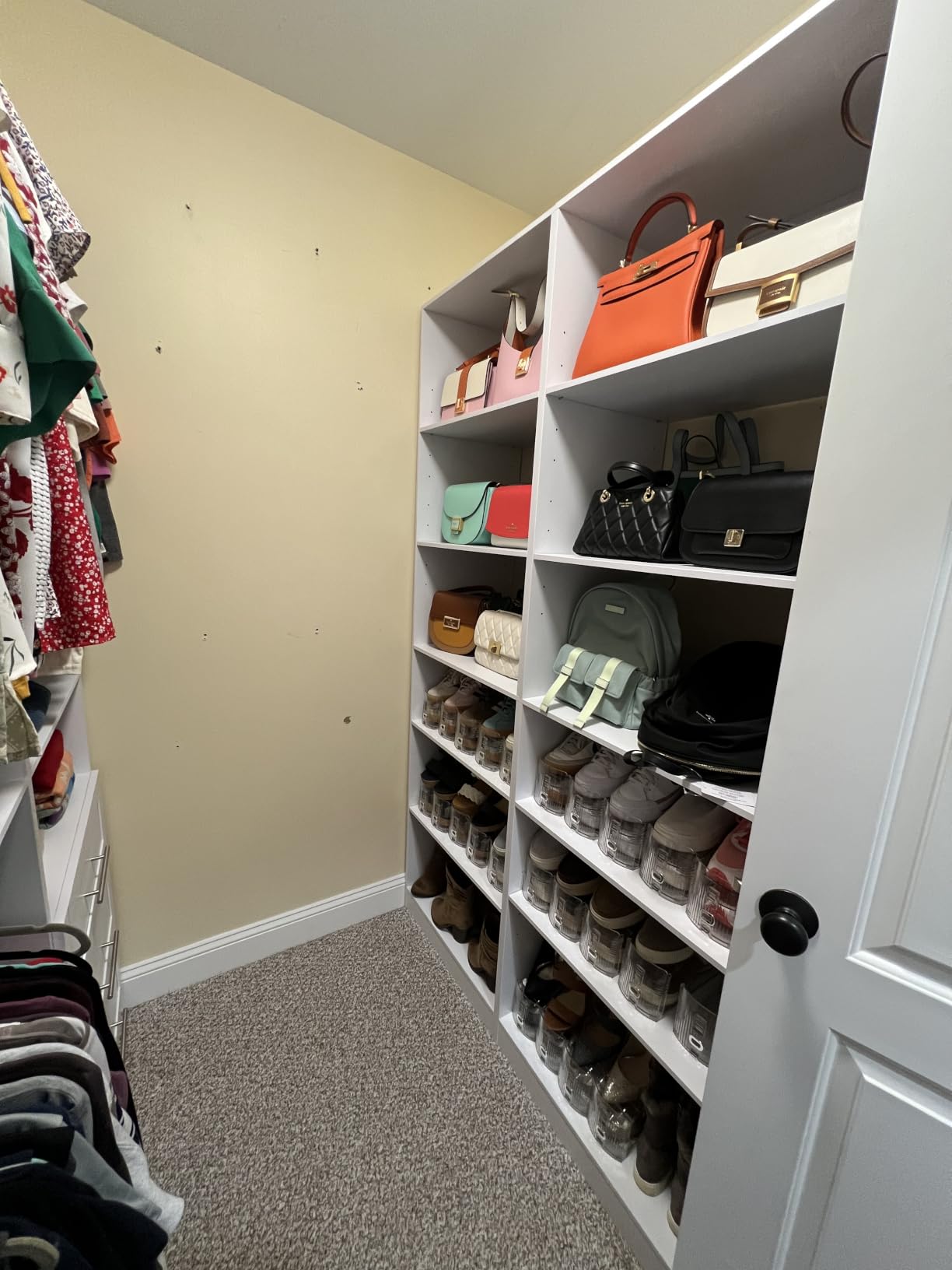 Closet System Set of 4, 8-21FT Closet System with 6 Drawers, 8 Shelves & 8 Hanging Rods, Custom Walk in Closet Organizer System Adjustable, Max 252