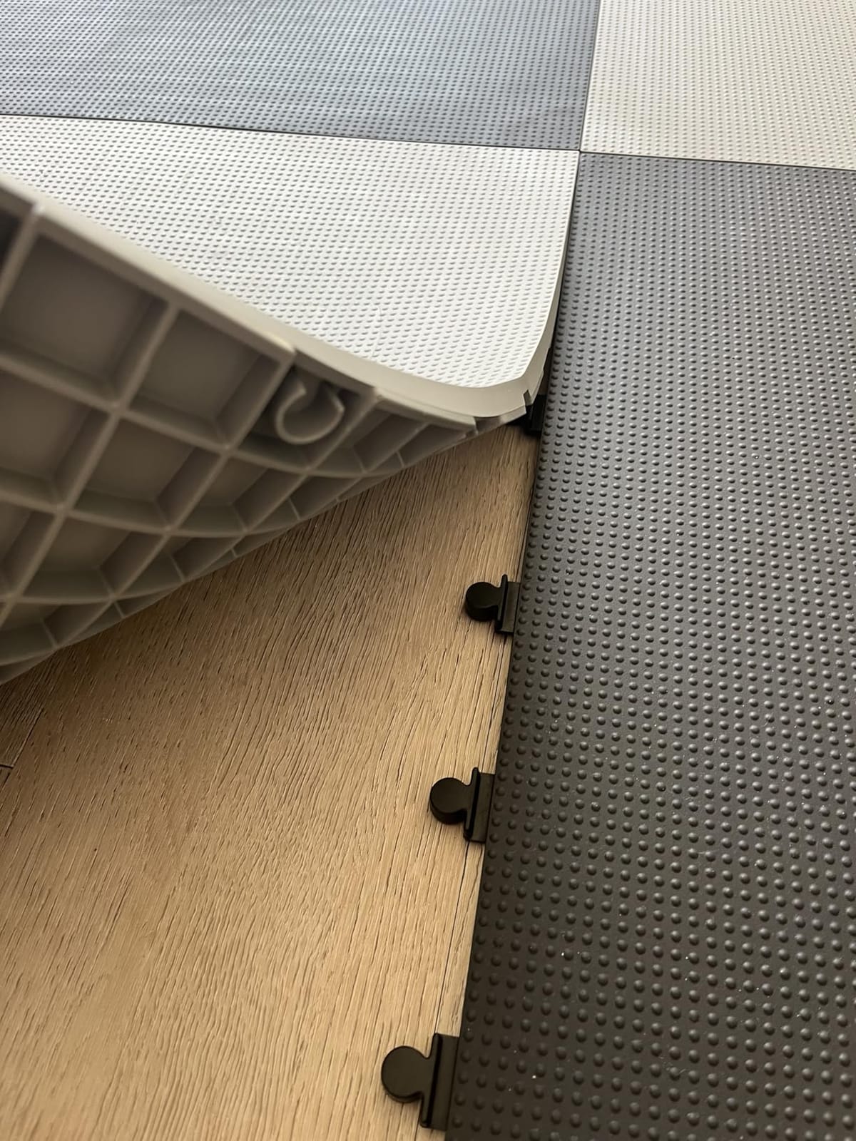 Baselayer Performance Series Interlocking Floor Tiles - Durable 1/2 in TPE (Rubber Like, NOT Foam, no Odor) - Gym Flooring for Weights & Heavy Equipment - Black, 30 SqFt (12 Pack) - Made in USA customer photo 1