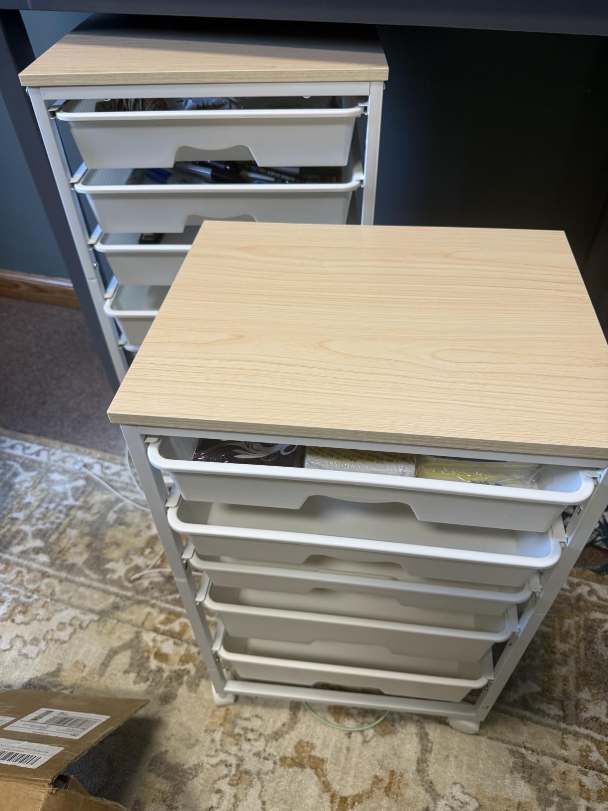 Goovilla Rolling Cart with 8 Drawers for Art, Dorm, Office, Craft, White, Utility Cart Organizer with 8 Removable Drawers and Wooden Tabletop, Lockable Rolling Storage Organizer for Classroom, Home customer photo 1