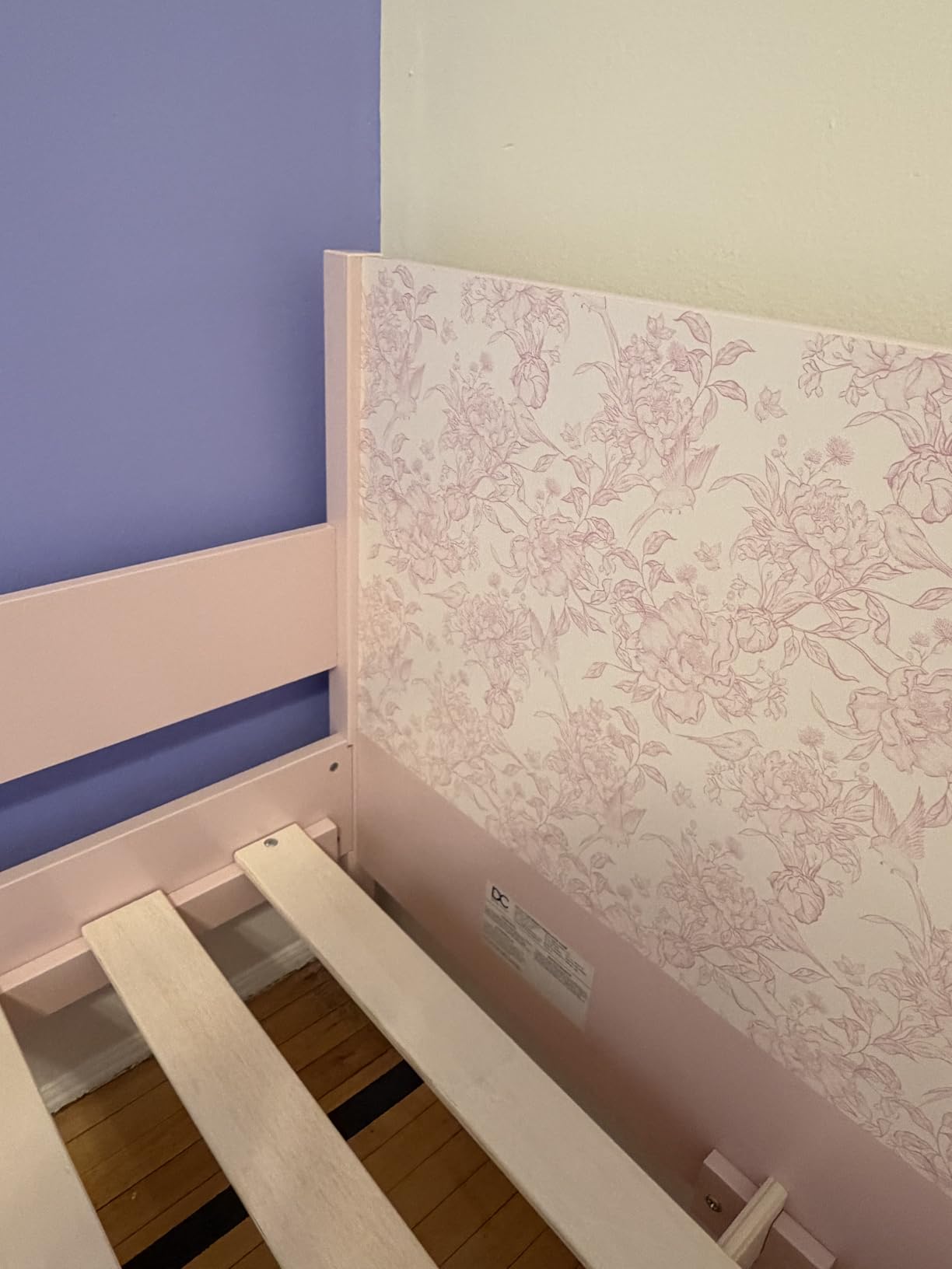 Delta Children Cora Wood Twin Bed with Removable Guardrails - Wood Twin Bed with Slats Supports for Girls & Boys Teens, No Box Spring Needed, White Oxford Stripes customer photo 2