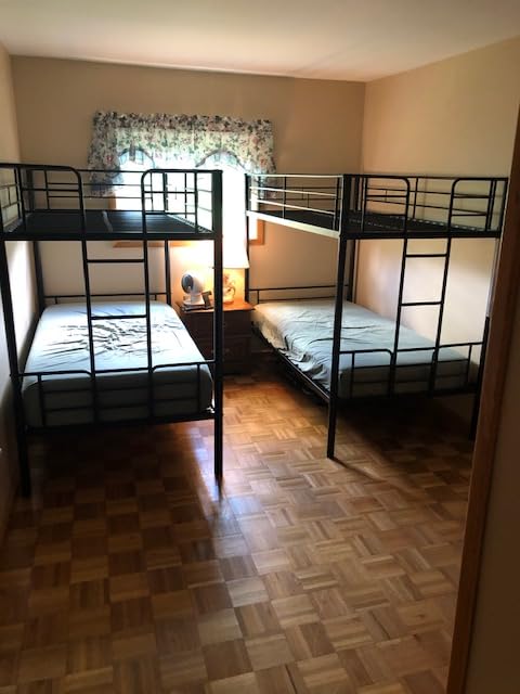 DUMOS Metal Bunk Bed Twin Over Twin with Ladder and High Guardrail, Heavy-Duty Steel Slats Support for Kids Teens Adults/Dorm, Under-Bed Storage Space, Noise Free, White customer photo 1