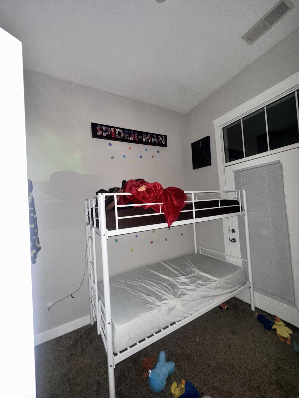 DUMOS Metal Bunk Bed Twin Over Twin with Ladder and High Guardrail, Heavy-Duty Steel Slats Support for Kids Teens Adults/Dorm, Under-Bed Storage Space, Noise Free, White customer photo 2