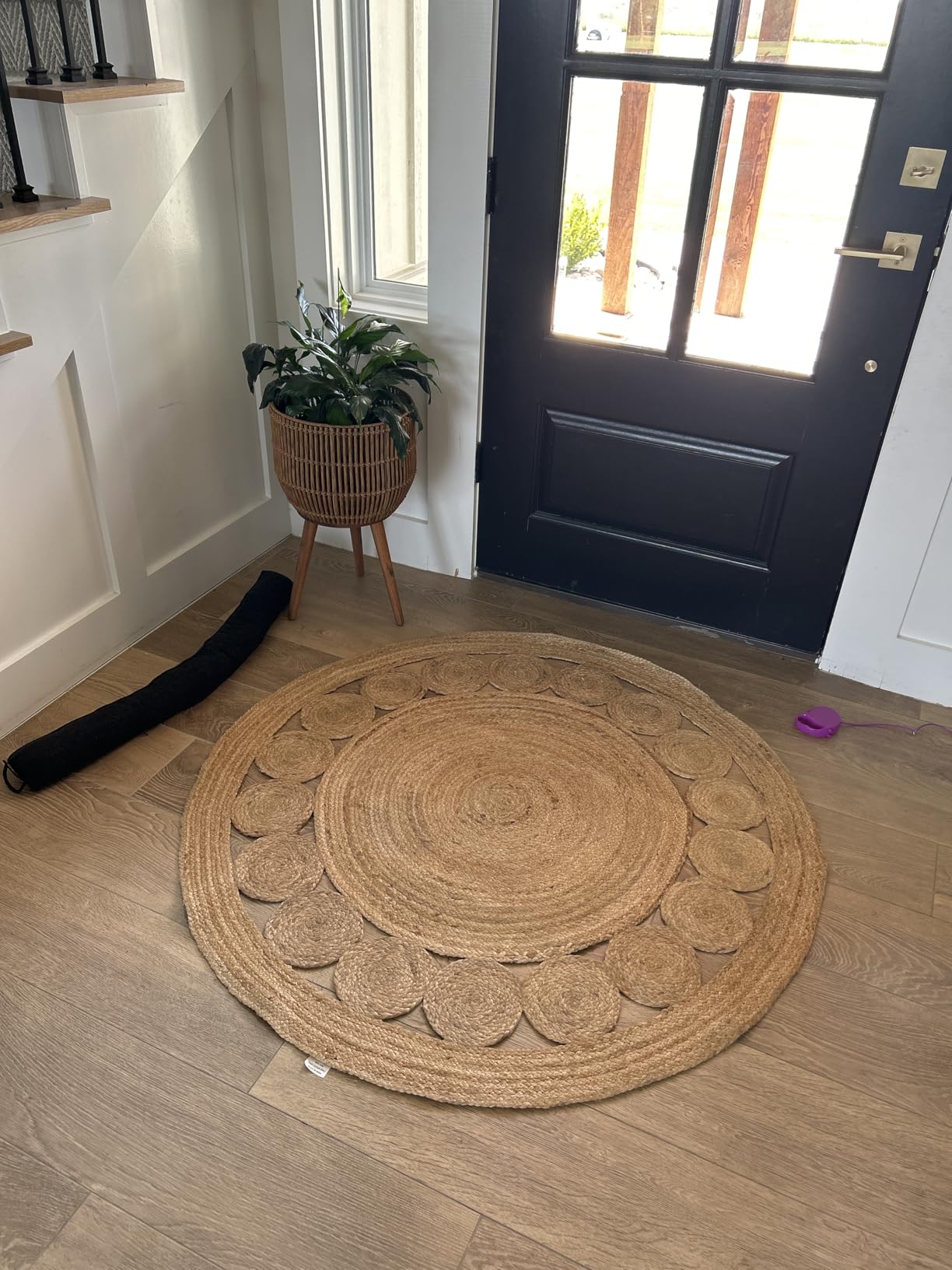 Handwoven Jute Cotton Area Rug Natural 8 Feet x 10 Feet Reversible Farmhouse Boho Floor Carpet Handloom Accent Rug for Living Room Bedroom Entryway Indoor Decor customer photo 2