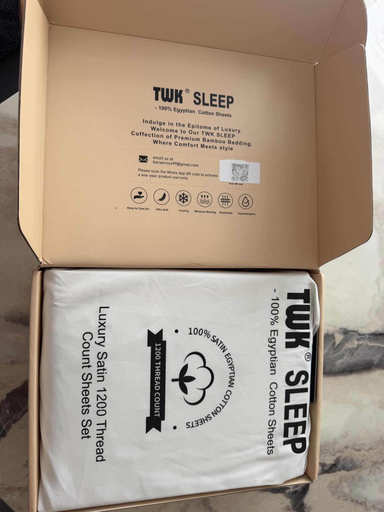 TWK 1200 TC 100% Egyptian Long-Staple Cotton Sheets King Size, Luxury Hotel Style Deep Pocket with Elastic Reinforced Seams Sheet Set, Soft & Comfy Natural Sheets (White, Queen) customer photo 2