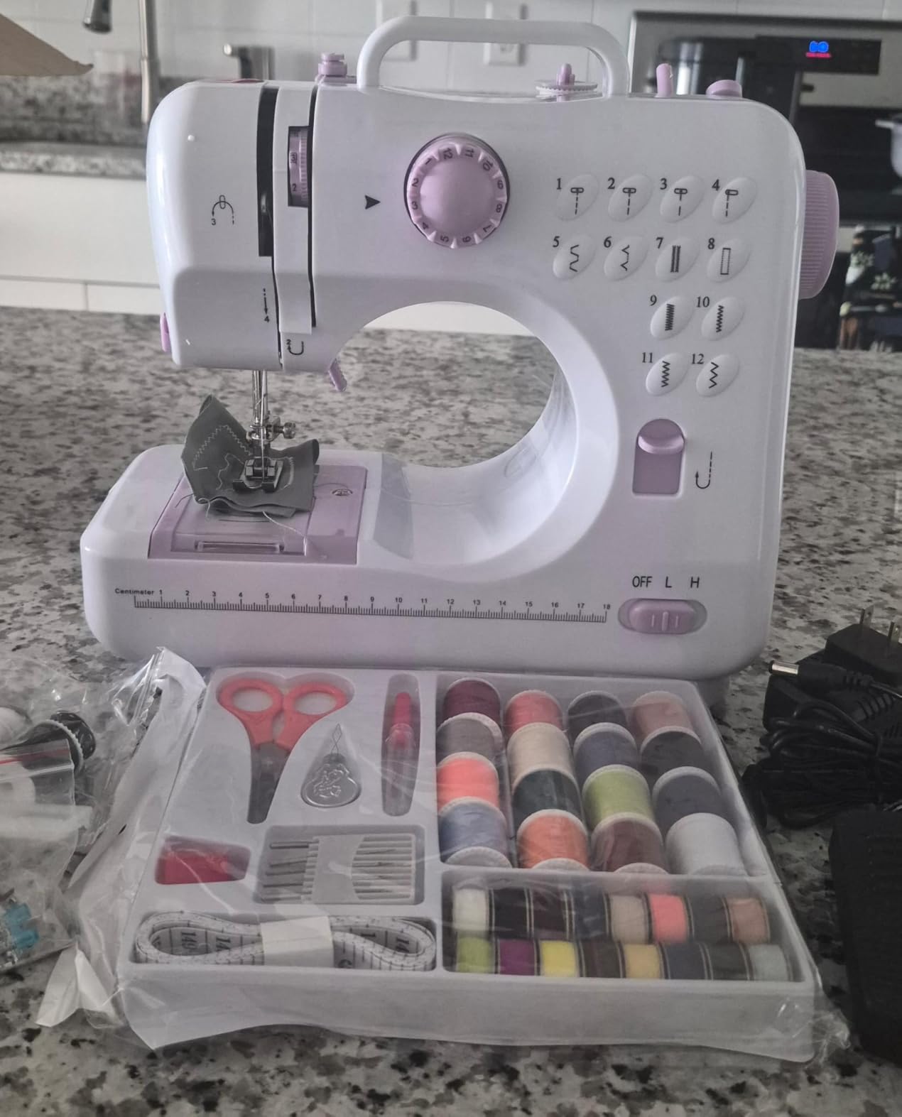Portable Sewing Machine for Beginners, Mini Sewing Machine with 12 Built-In Stitches, 2-Speed Control, Foot Pedal, LED Light and 32-Color Thread Kit for Home Mending customer photo 2