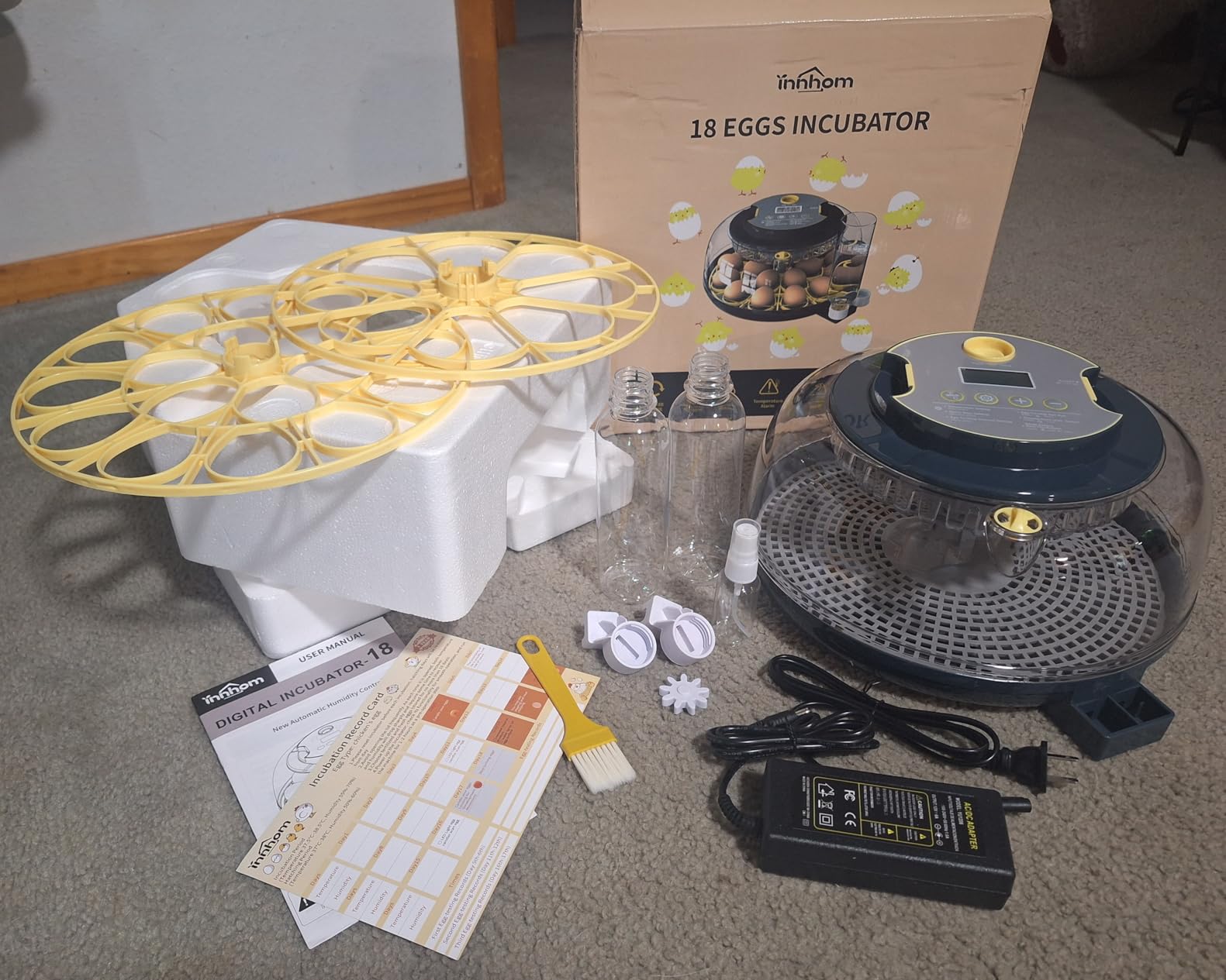 Incubators for Hatching Eggs, 56 Eggs Incubator with Egg Candler, Auto Egg Turner, Temp & Humidity Control, Hatch Day, 360° Viewing for Chicken, Duck, Quail Eggs, Ideal for Farm, School and Lab, Blue & Yellow customer photo 1