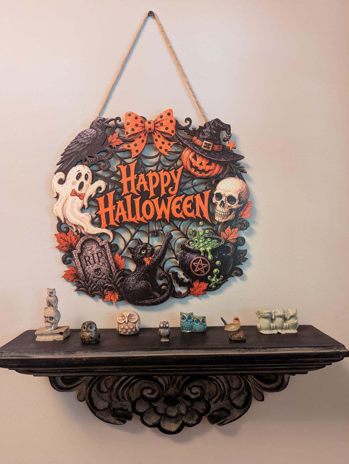 Halloween Door Decorations, Wooden Black Cat Pumpkin Wreath for Front Door | Happy Halloween Hanging Decoration for Outdoor Indoor Wall, Entryway, Porch, Home Party and Farmhouse Display customer photo 1