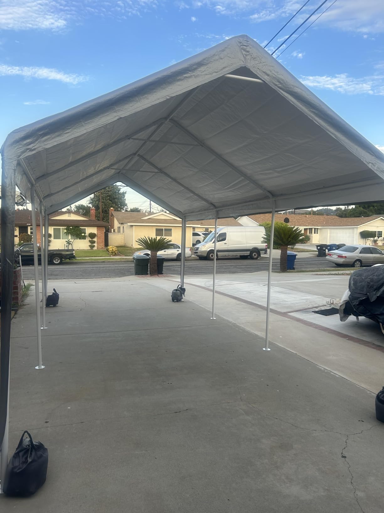 20X20 FT Carports Heavy Duty, 2 Car Port with Removable Side Wall, Carport Canopy, Portable Car Port Garage, Car Shelter All Weather, Gray customer photo 1