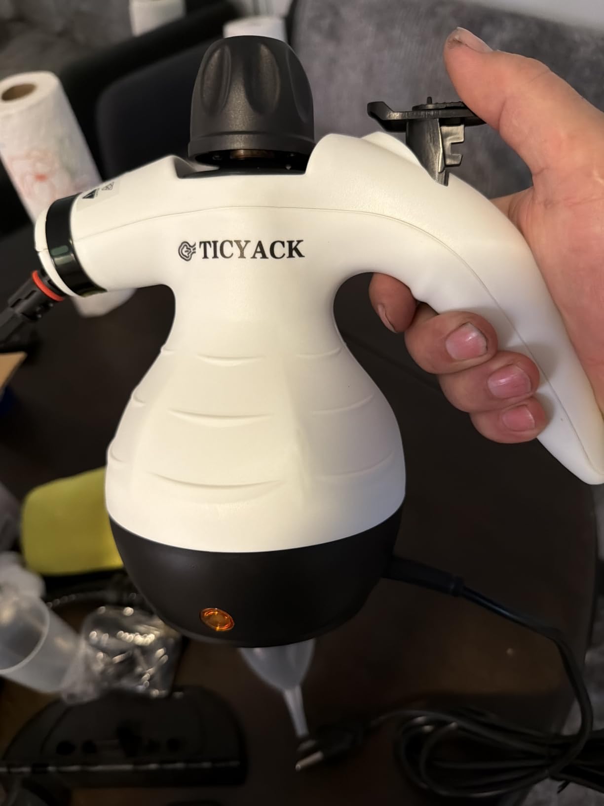 TICYACK Handheld Steam Cleaner with 16 Accessories & Safety Lock, White | Features Automatic Steam & 9.8 ft Long Power Cord; Multipurpose Deep Cleaning for Home, Car, Grout, Floor & Windows customer photo 1