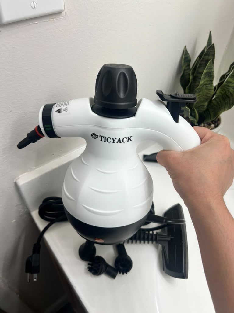 TICYACK Handheld Steam Cleaner with 16 Accessories & Safety Lock, White | Features Automatic Steam & 9.8 ft Long Power Cord; Multipurpose Deep Cleaning for Home, Car, Grout, Floor & Windows customer photo 2