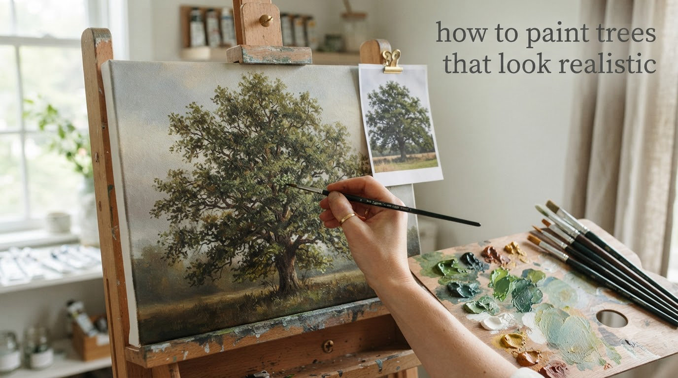 how to paint trees that look realistic