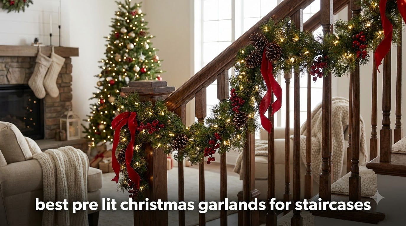 best pre lit christmas garlands for staircases