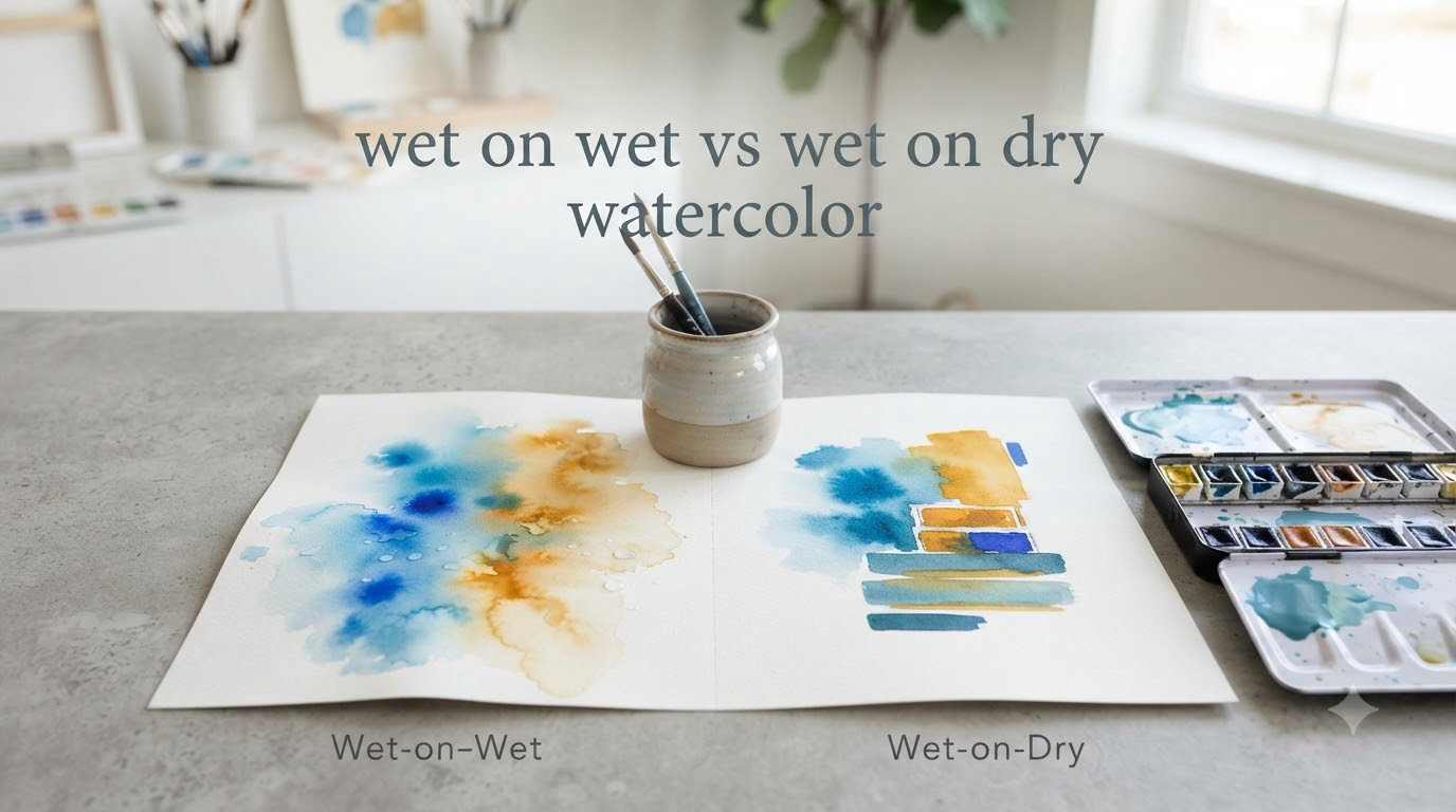 wet on wet vs wet on dry watercolor