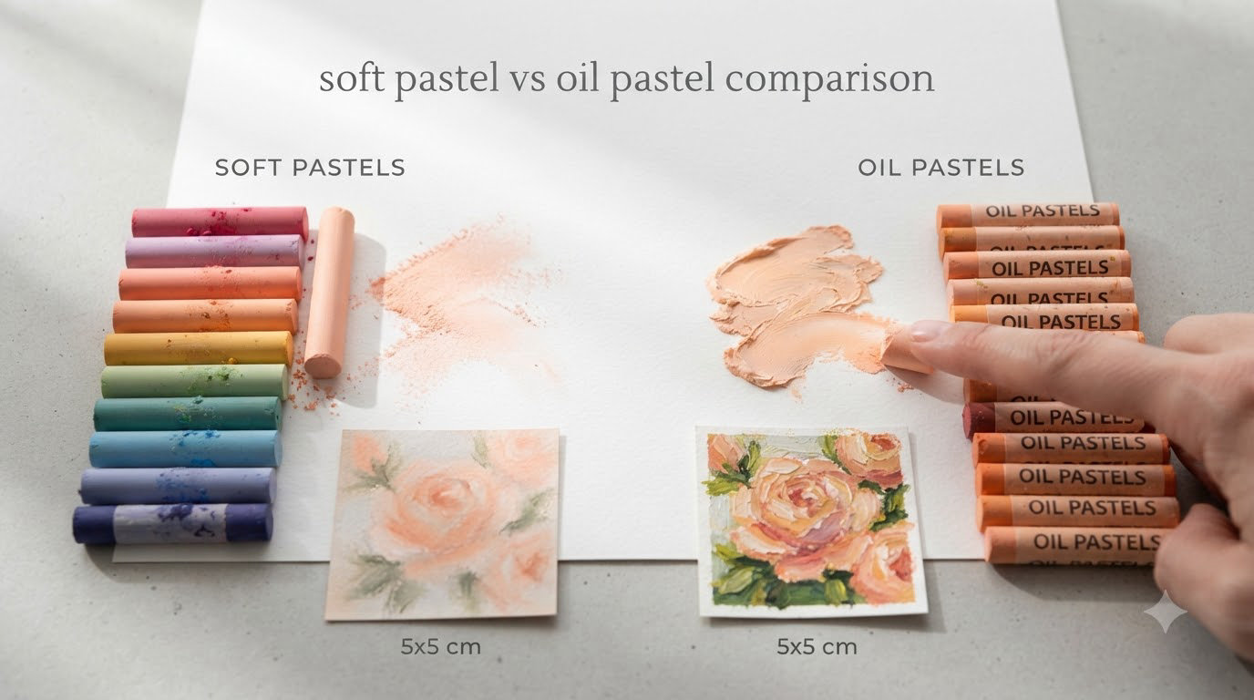 soft pastel vs oil pastel comparison