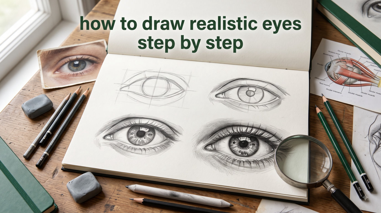 how to draw realistic eyes step by step
