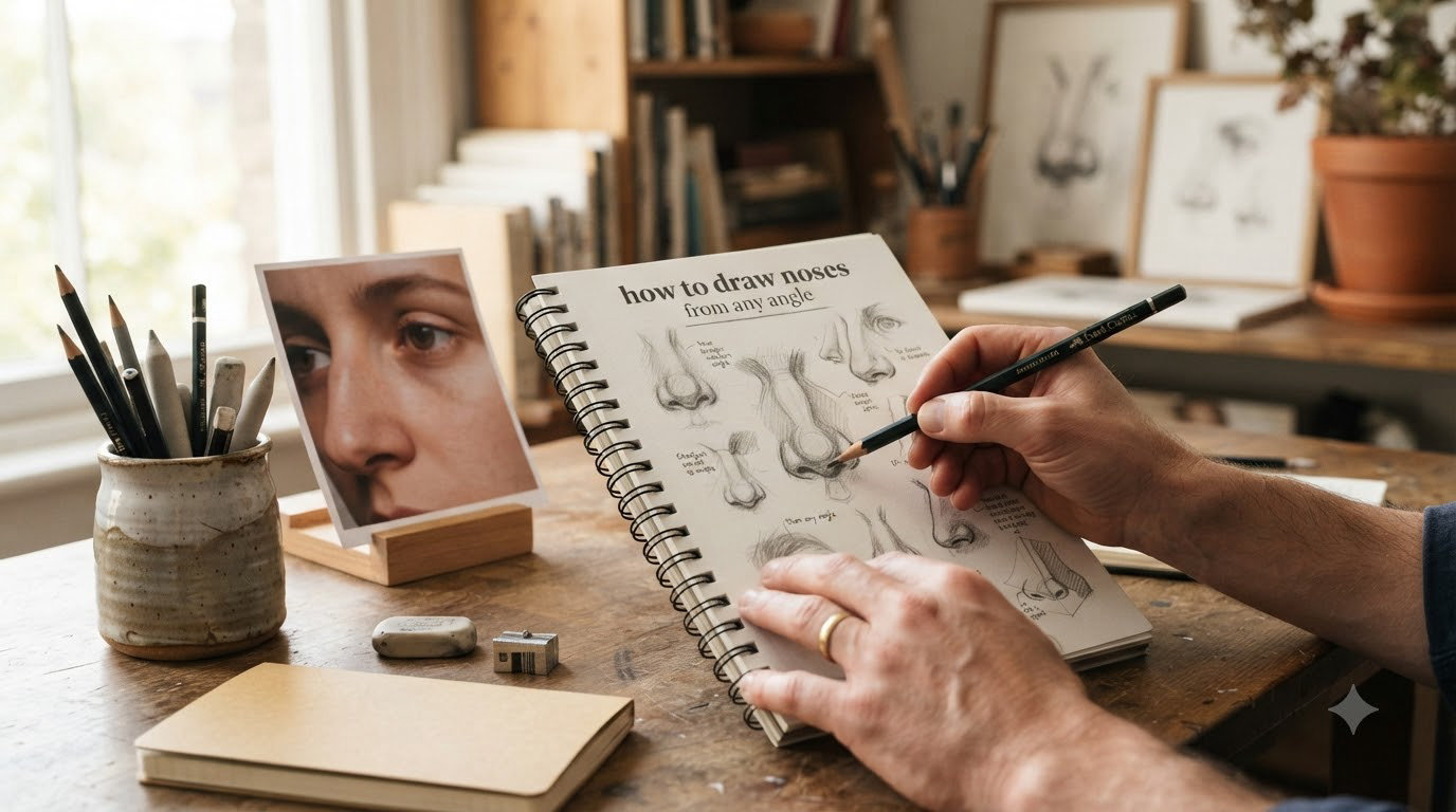 how to draw noses from any angle
