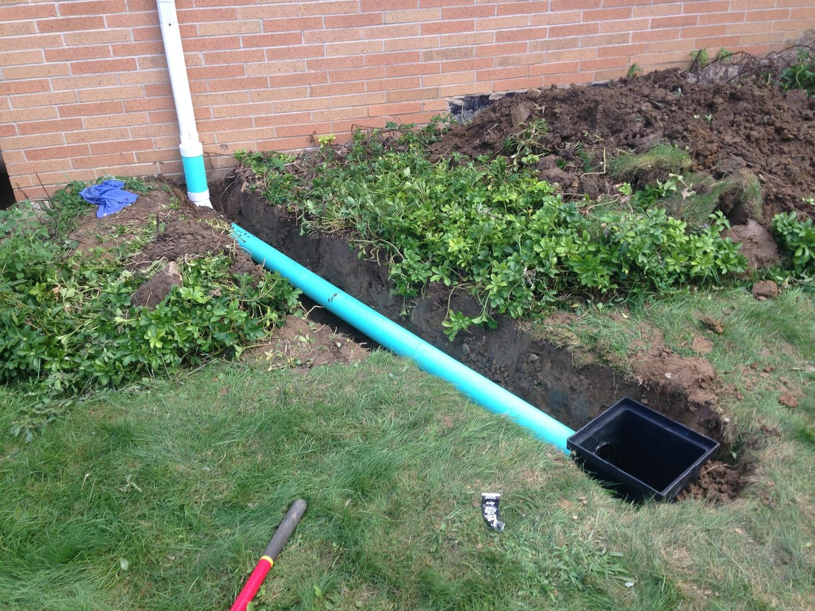 NDS Square Catch Basin Drain Kit with 2-Opening Catch Basin, Black Plastic Grate, 2 Outlet Adapters, & 1 Outlet Plug, 12 in. customer photo 2