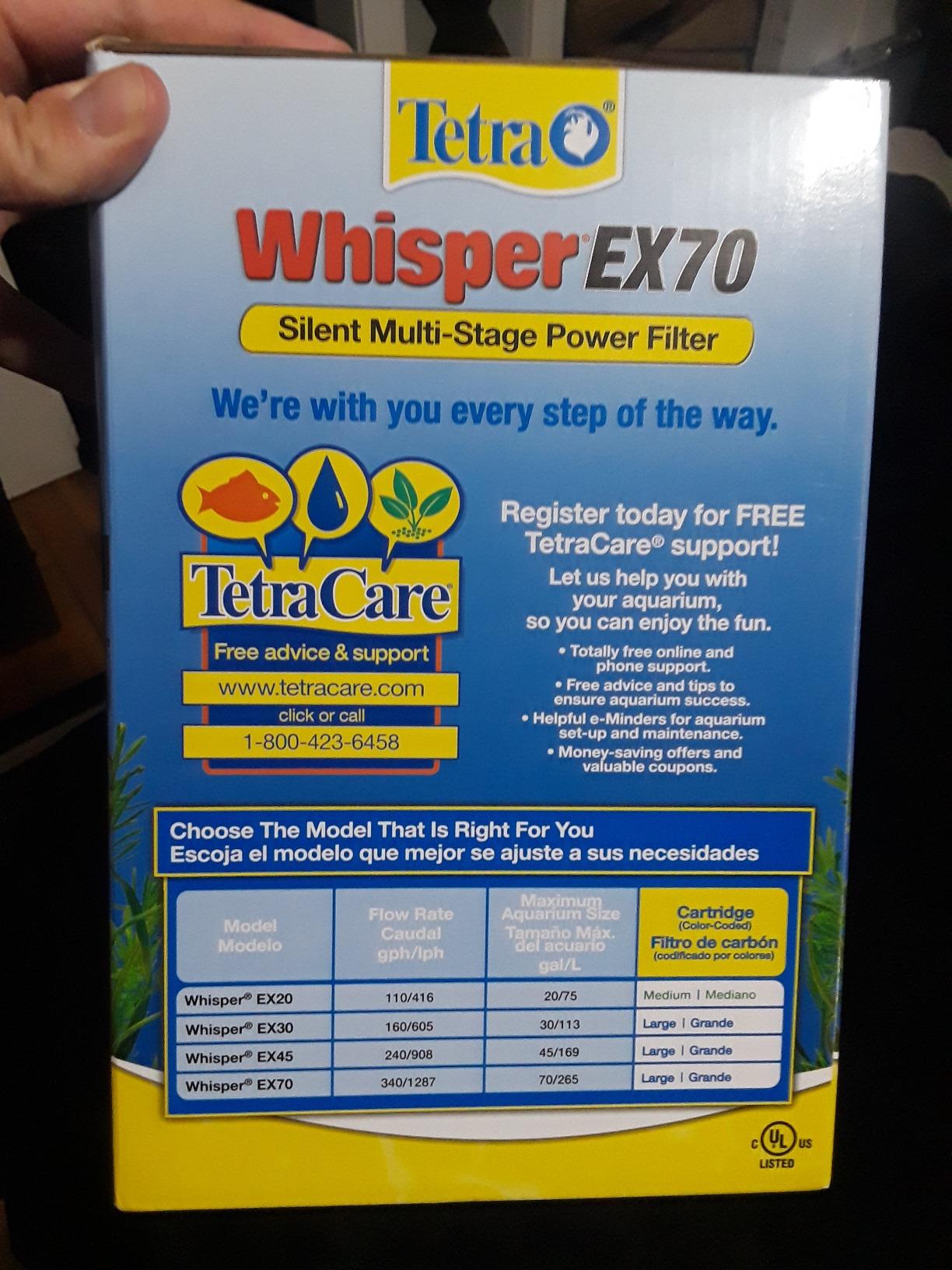 Tetra Whisper EX 70 Filter For 45 To 70 Gallon aquariums, Silent Multi-Stage Filtration customer photo 2