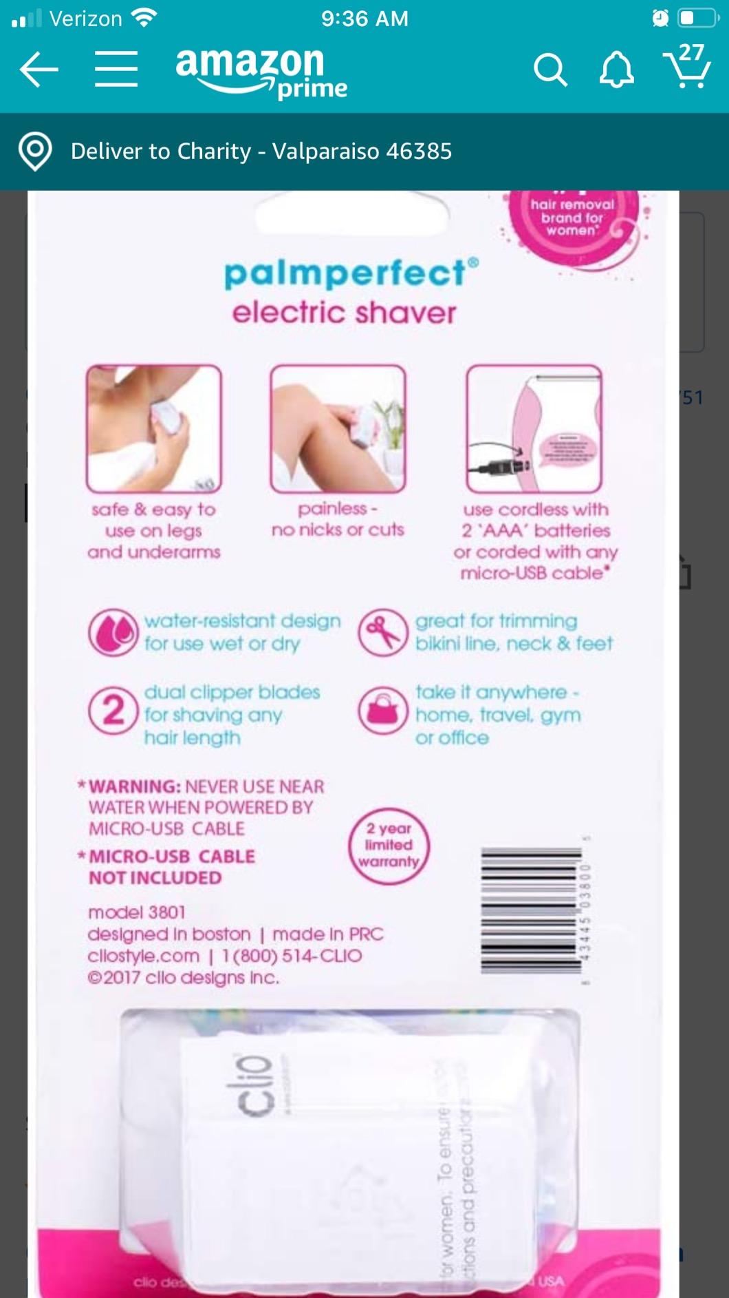 PalmPerfect Electric Shaver for Women, Triple Blade Razor, Wet/Dry customer photo 1