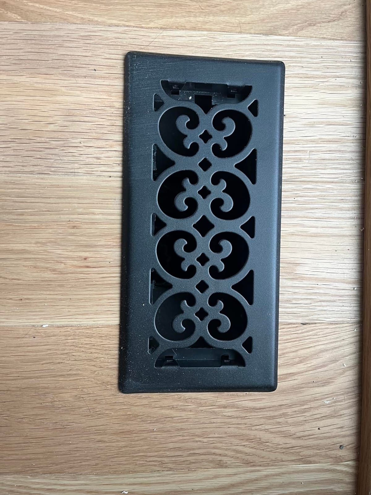 Decor Grates Metal Scroll Decorative Air Vent Cover 4x10 Floor Register – Adjustable Control Lever – AC Floor Vent Covers for Home Floor Vents – Fits 4 x 10 Inch Opening – Textured Black (ST410) customer photo 1