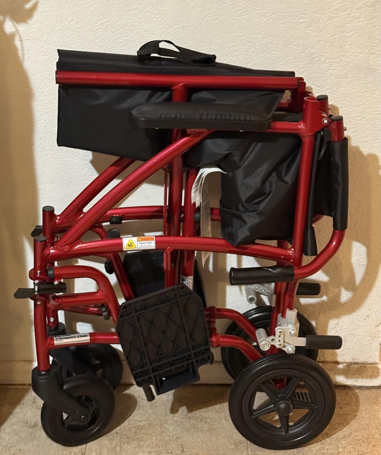 Drive Medical Fly-Lite Ultra Lightweight Folding Transport Wheelchair, Red customer photo 1