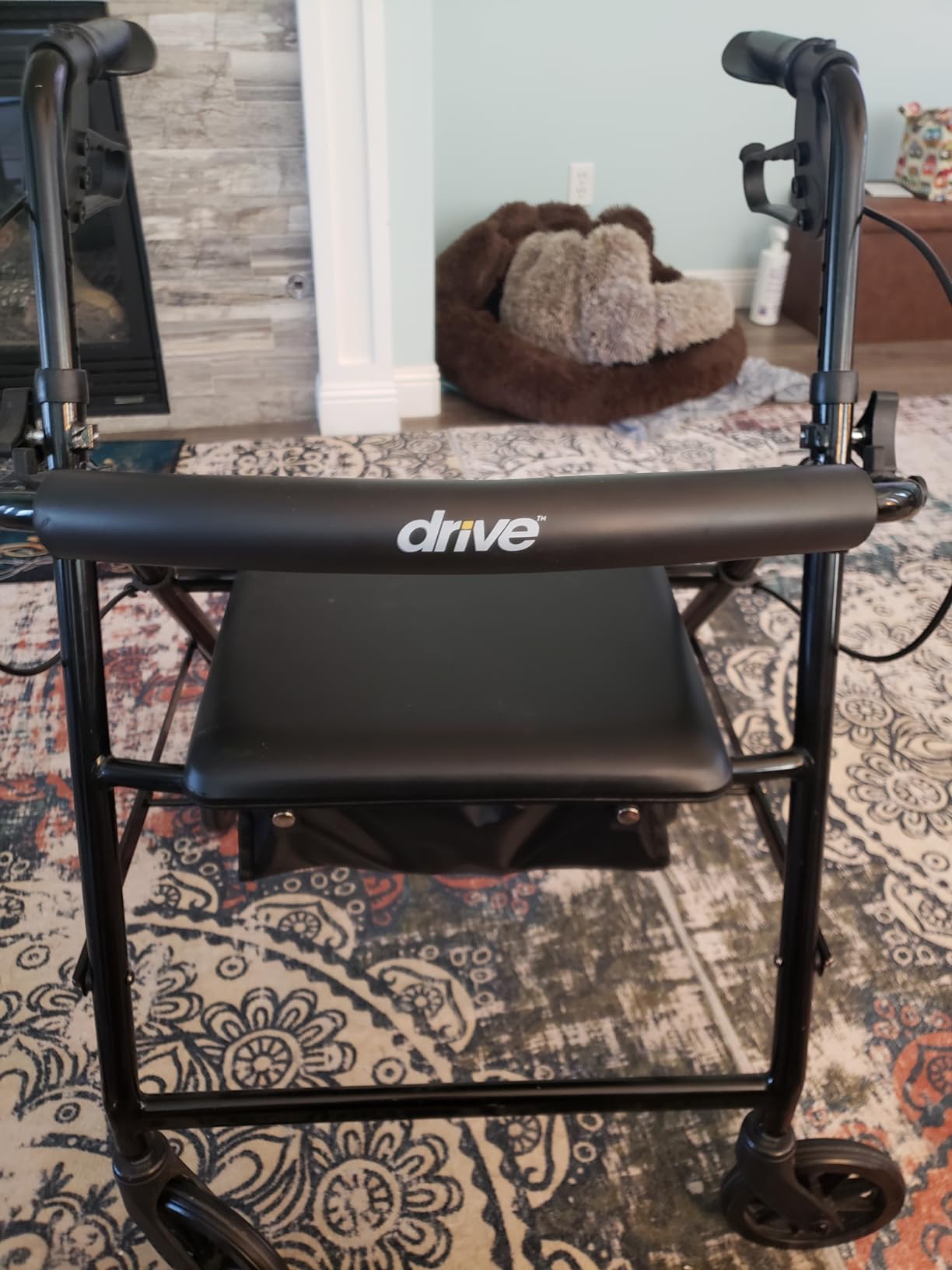 Drive Medical Aluminum Rollator Walker, Padded Seat, 6-Inch Wheels, Blue customer photo 1