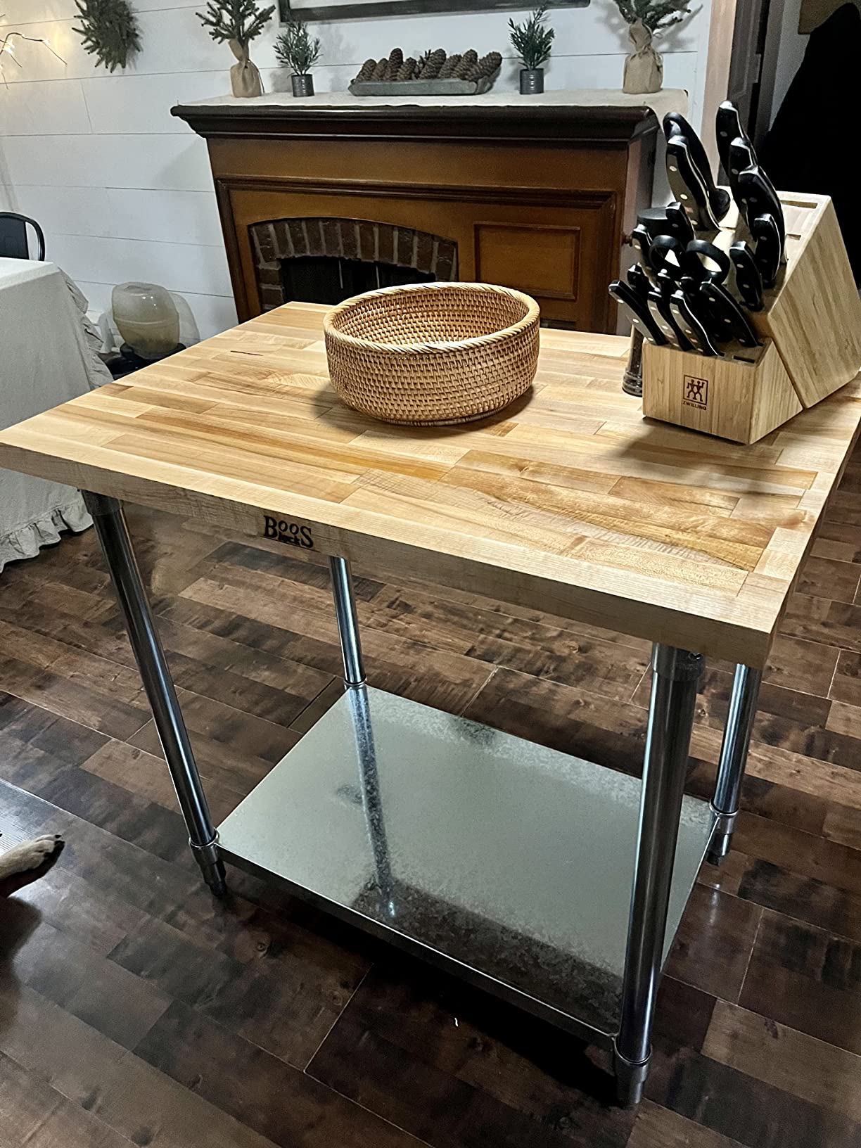 John Boos JNS02 Maple Top Work Table with Galvanized Base and Shelf, 48