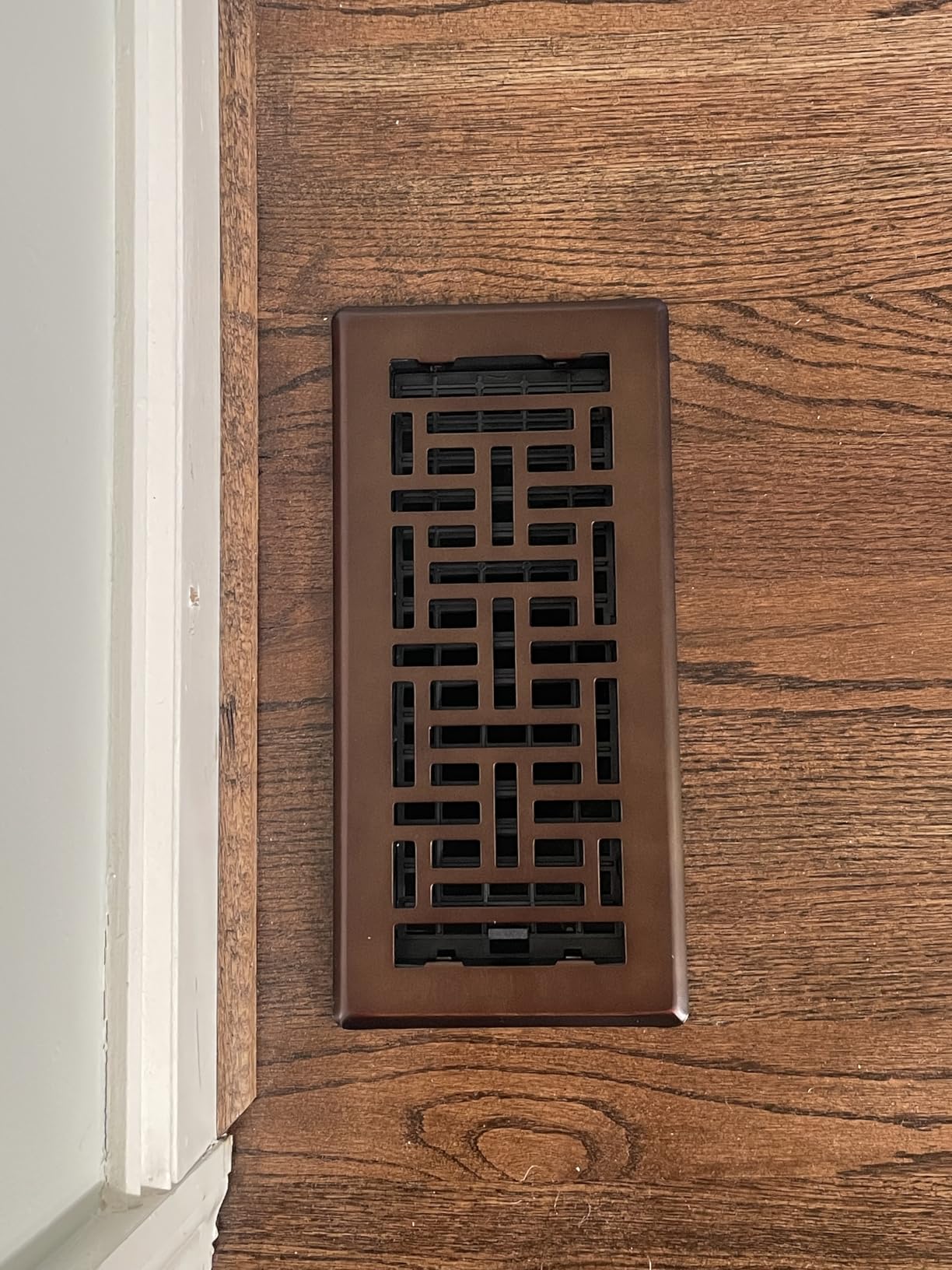 Decor Grates Metal Oriental Decorative Air Vent Cover 4x10 Floor Register – Adjustable Control Lever – AC Floor Vent Covers for Home Floor Vents – Fits 4 x 10 Inch Opening – Rubbed Bronze (AJH410-RB) customer photo 2