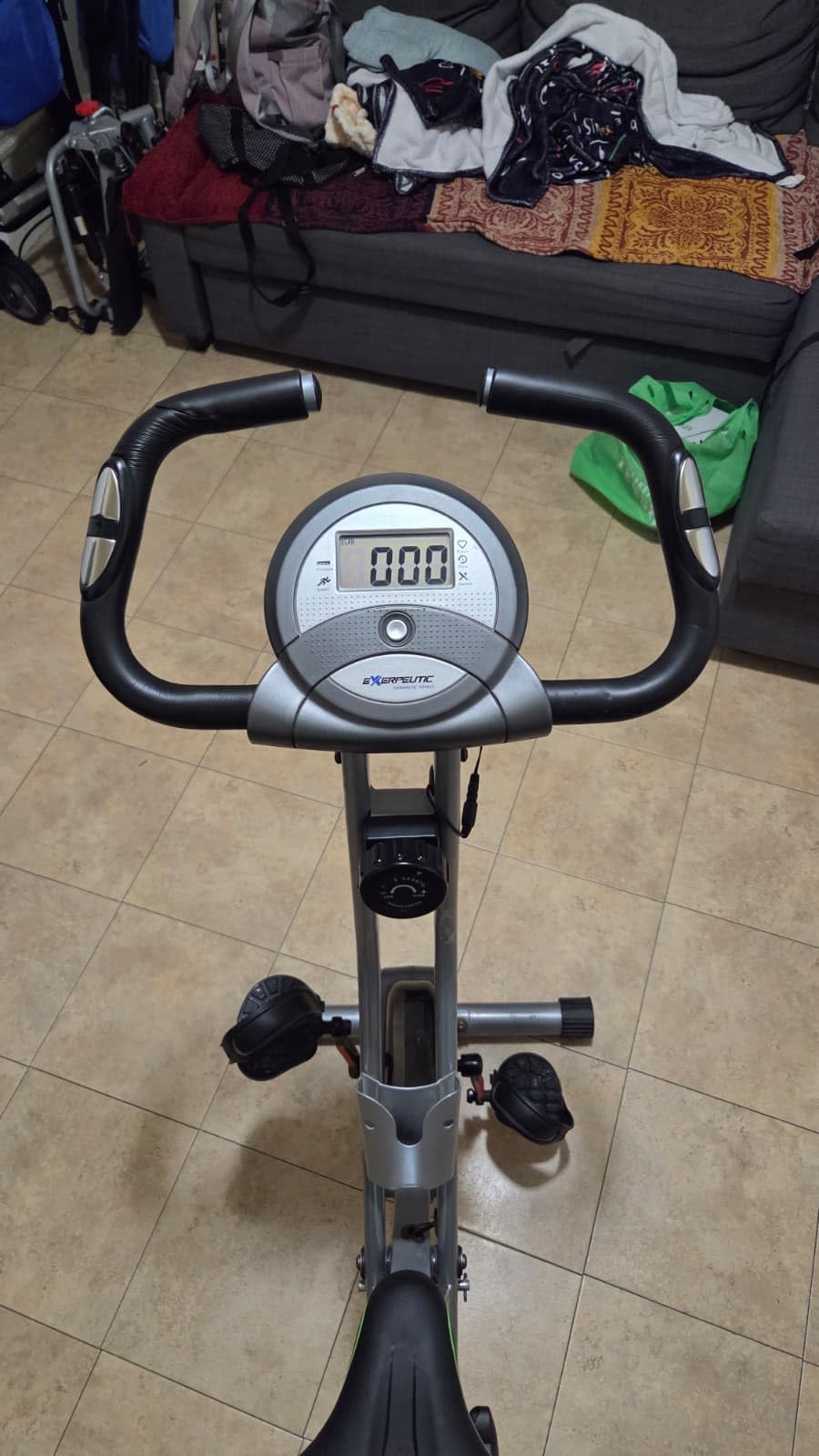 Exerpeutic Foldable Exercise Bike, 8 levels of Resistance Stationary Bicycle with Airsoft Seat, LCD Display to Track Distance, Calories, Time and Speed customer photo 2