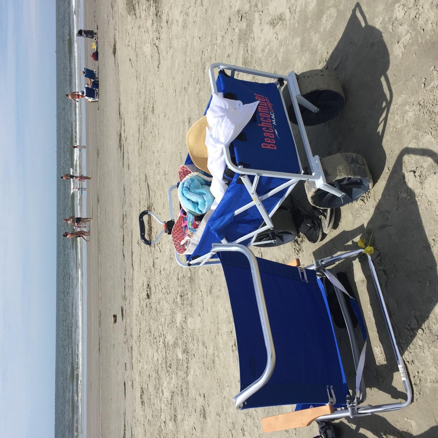 Mac Sports Heavy Duty Collapsible Folding All Terrain Utility Beach Wagon Cart, Blue/White customer photo 2