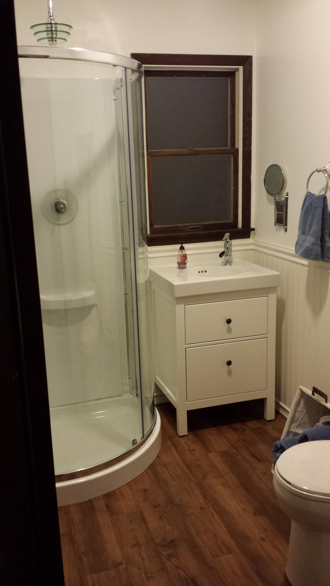 OVE Decors Breeze 38 in. Corner Shower Sliding Door, With Included Walls and Base, Clear Glass and Chrome Finish customer photo 1