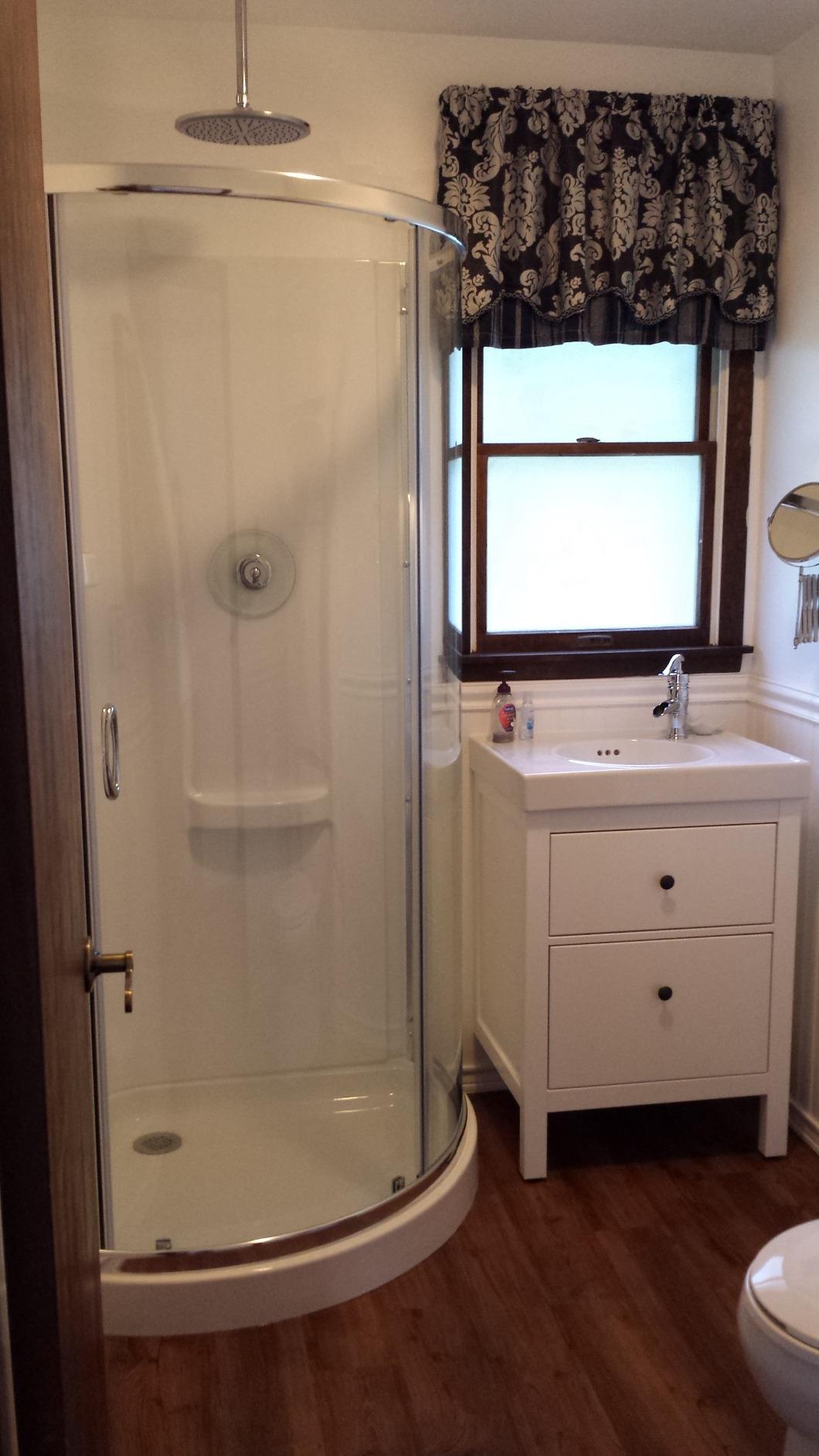 OVE Decors Breeze 38 in. Corner Shower Sliding Door, With Included Walls and Base, Clear Glass and Chrome Finish customer photo 2