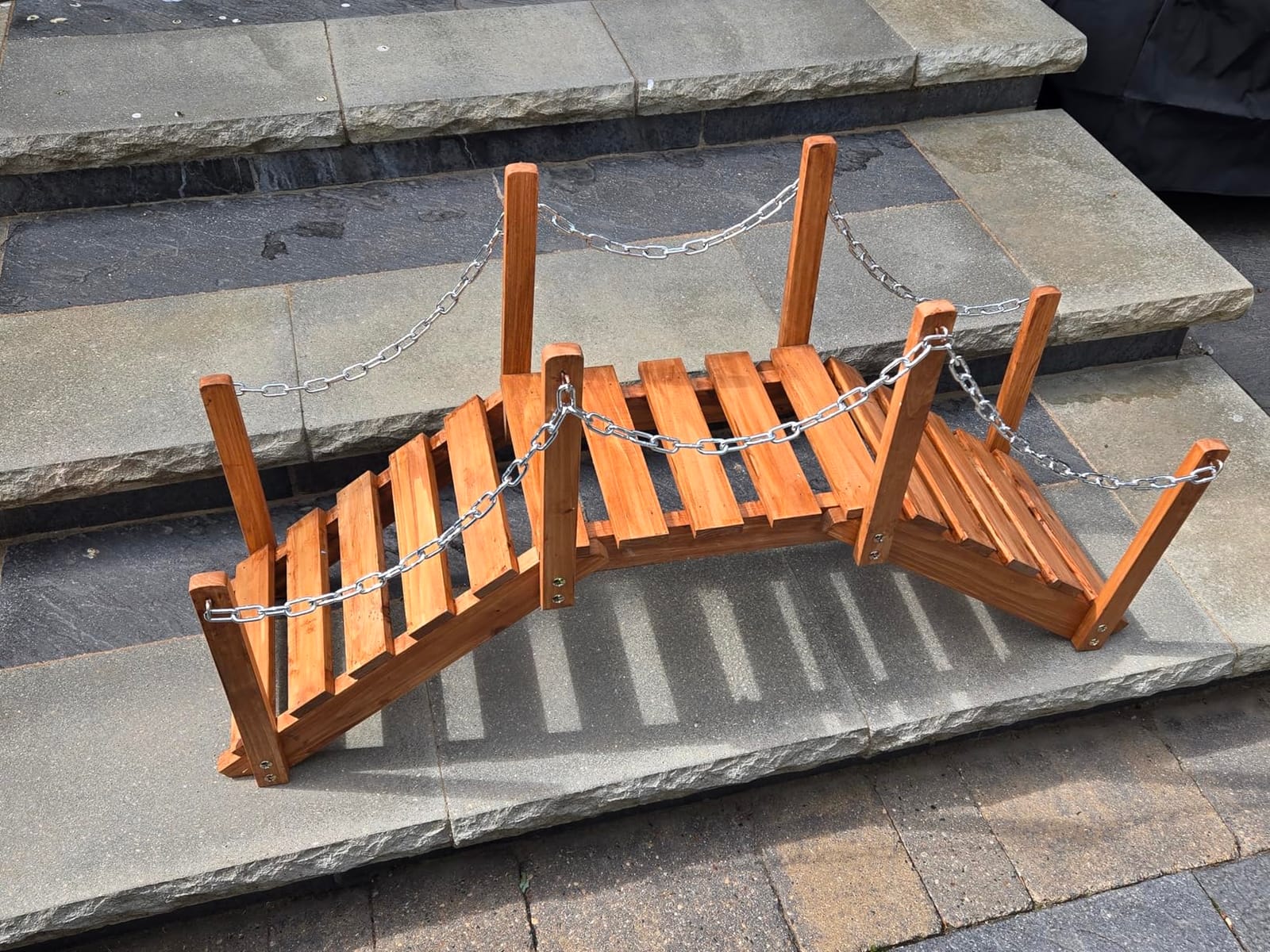 Shine Company 4963N Decorative Cedar Wood Garden Bridge with Side Rails, Natural customer photo 2