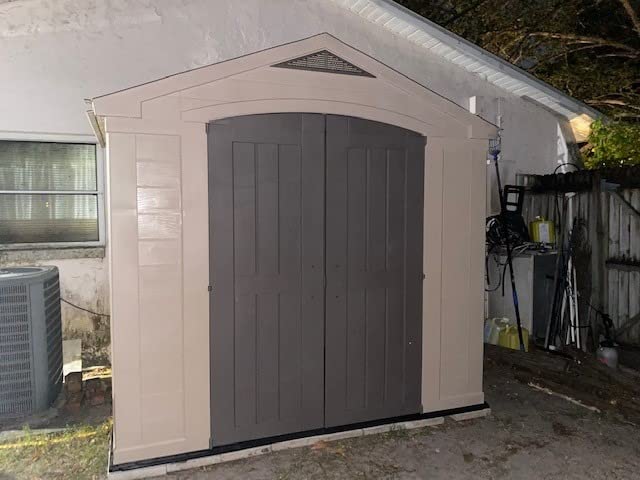 Keter Factor (8x6 ft) Large Resin Outdoor Storage Shed for Patio Furniture, Lawn Mower, Garden Accessories Yard Tools, and Pool Toys, Taupe customer photo 2