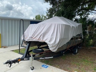 Pyle Universal Boat Adjustable Storage Cover - 25'-28'L to 96” Pontoon Boats Protection Custom Heavy Duty Waterproof Polyester Fabric, Snap Strap, Elastic Cord, Bag customer photo 1
