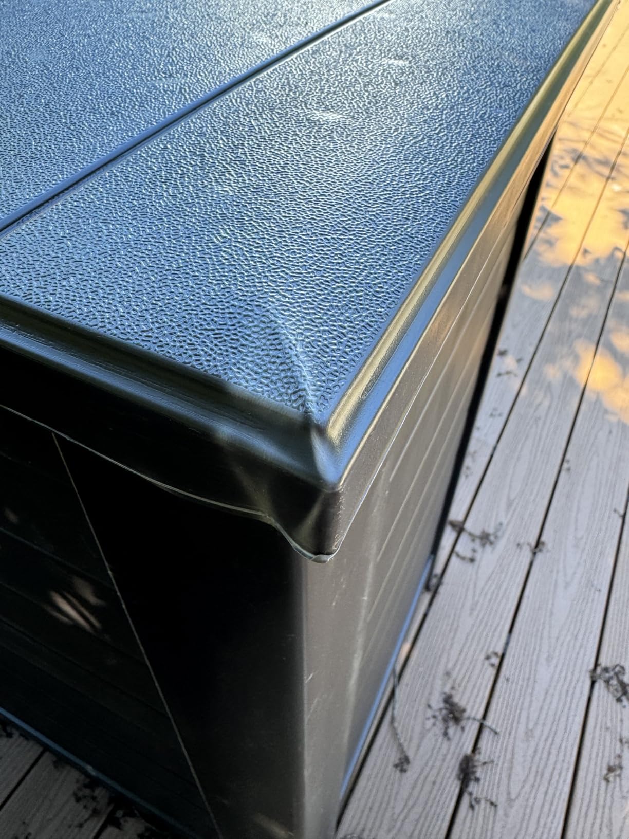 Rubbermaid Decorative Outdoor Storage Cabinet (123 Gal), Weather Resistant, Brown, Organization for Home/Backyard/Pool Chemicals/Toys/Garden Tools/Porch/Patio Cushions customer photo 1