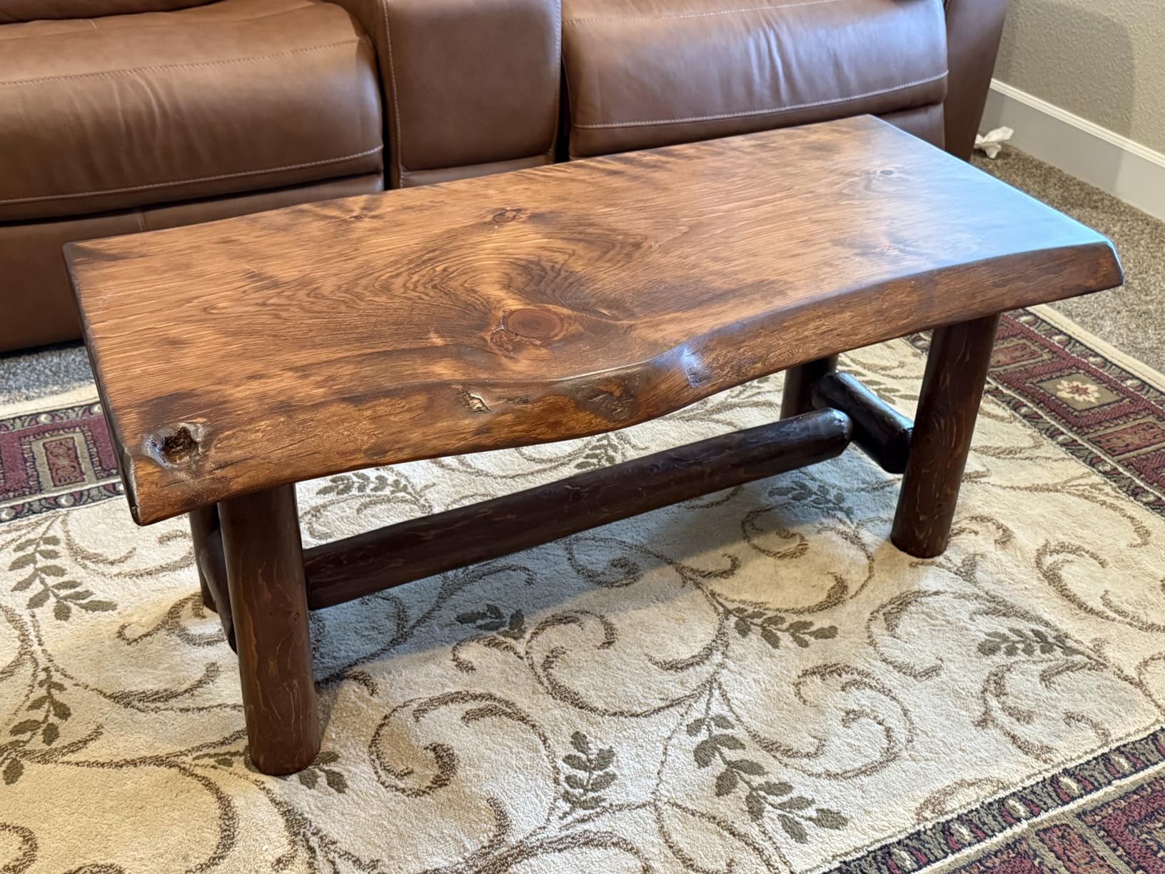 Live Edge Log Coffee Table (Natural Clear) - Rustic Furniture - Pine & Cedar Rustic Coffee Table customer photo 1