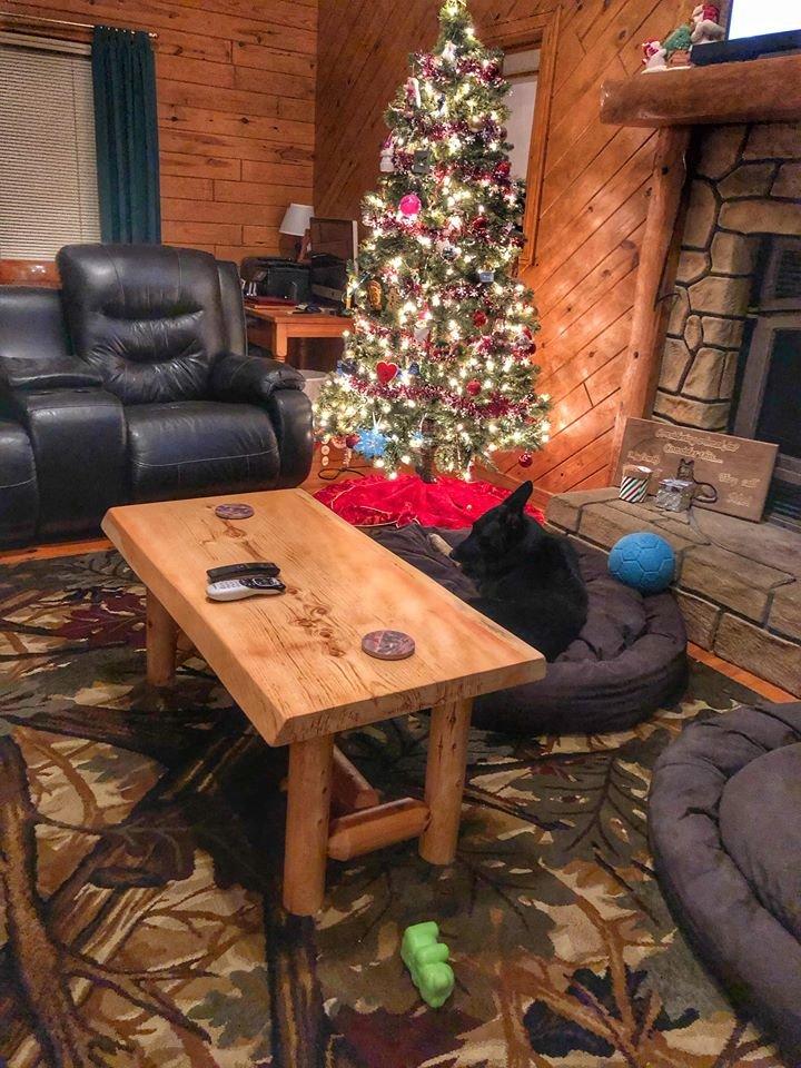 Live Edge Log Coffee Table (Natural Clear) - Rustic Furniture - Pine & Cedar Rustic Coffee Table customer photo 2