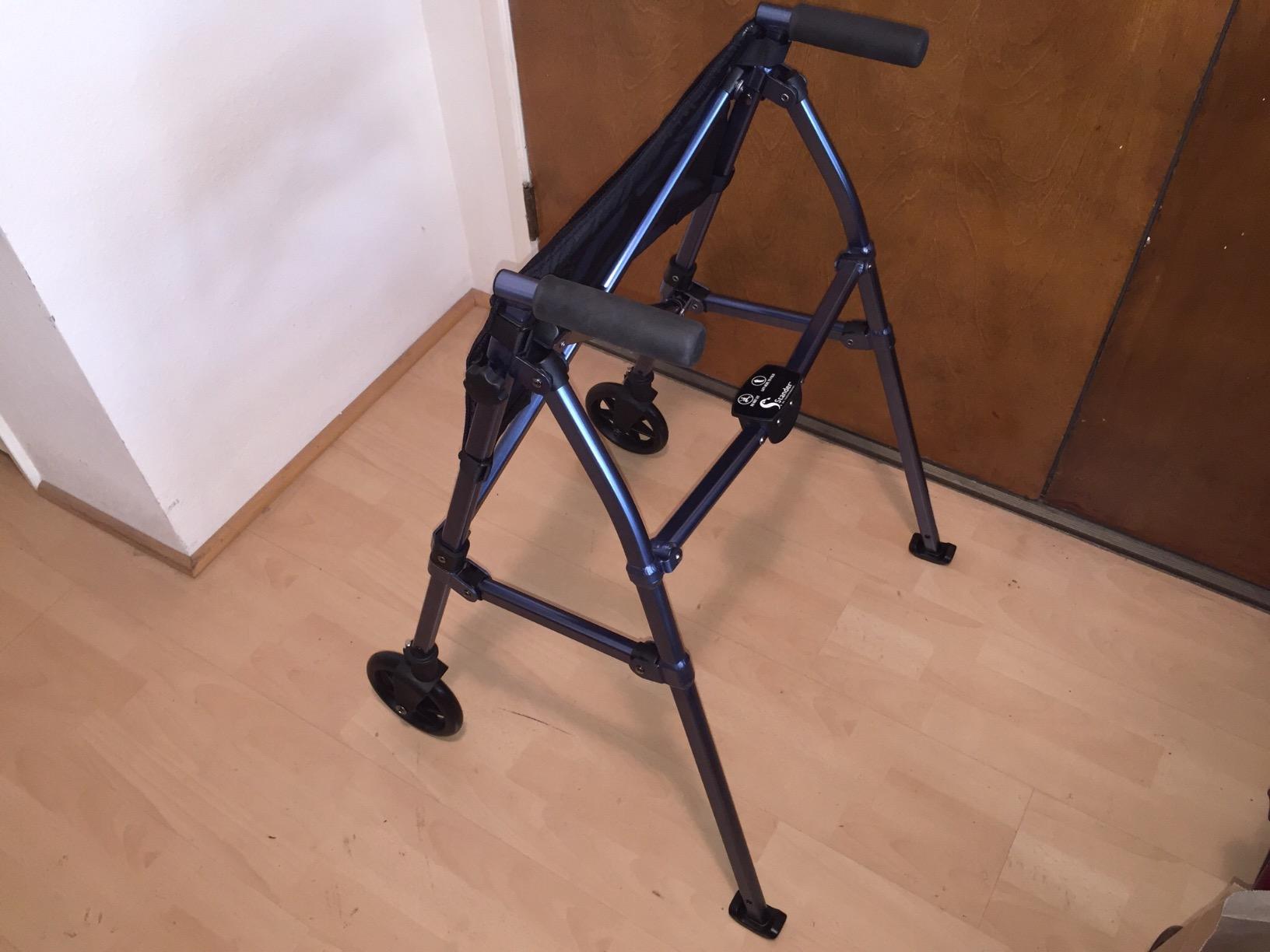 Stander Wonder Walker Plus, Lightweight Folding Mobility Aid for Adults, Seniors, and Elderly, Collapsible Travel EZ Fold-N-Go with Wheels, Glides, & Basket, Cobalt Blue customer photo 1