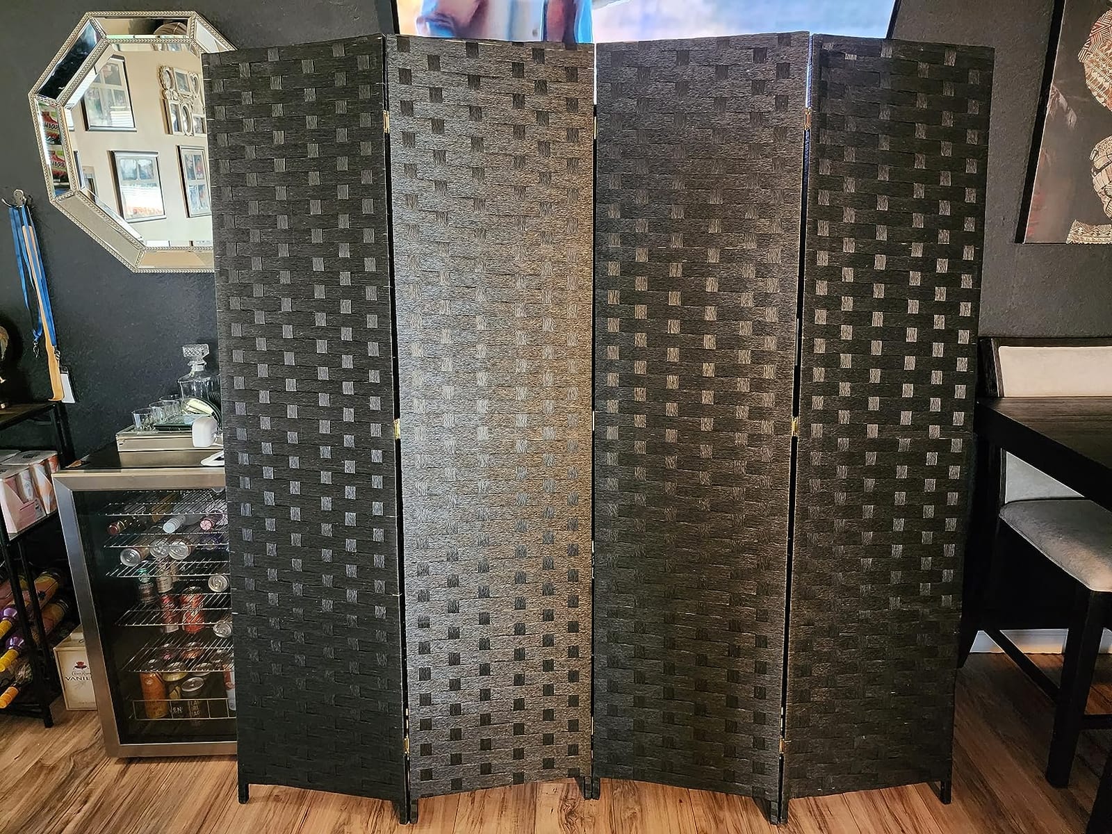 FDW 4-Panel Folding Room Divider | 6ft, Black | Light & Portable customer photo 2