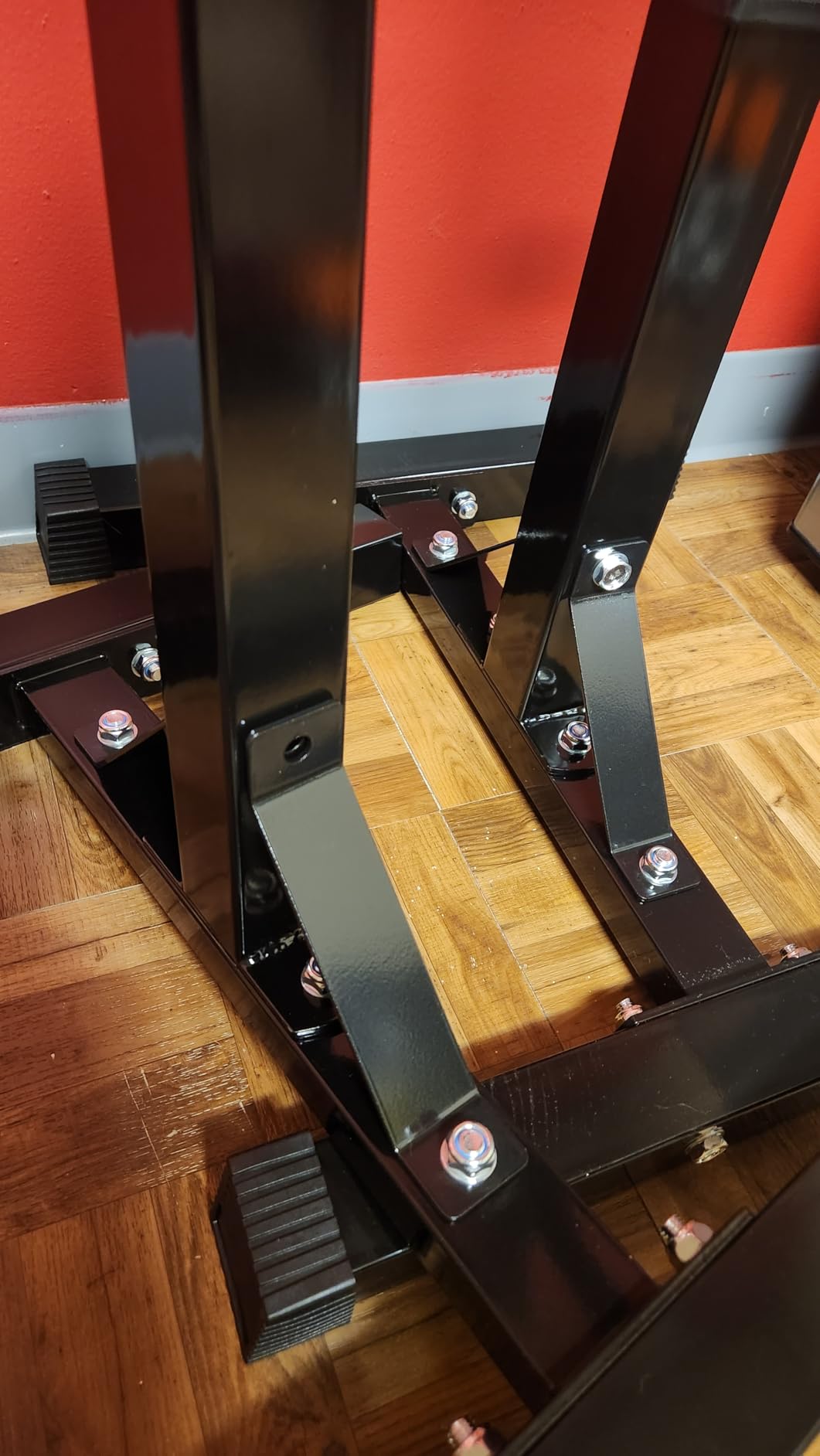 Yaheetech Adjustable Squat Rack Pair, Barbell Bench Press Stands, Home Gym | Sturdy steel stands support up to 550 lb, adjust in height with safety spotter arms, and save space in your home gym setup. customer photo 1
