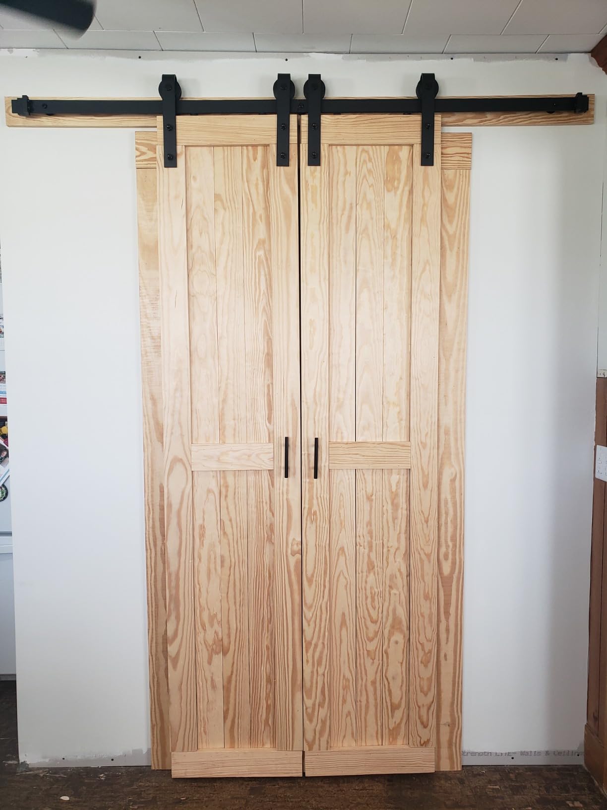 EaseLife 8 FT Double Door Sliding Barn Door Hardware Track Kit,Basic J Pulley,Heavy Duty,Slide Smoothly Quietly,Easy Install (8FT Track Kit for Double 24