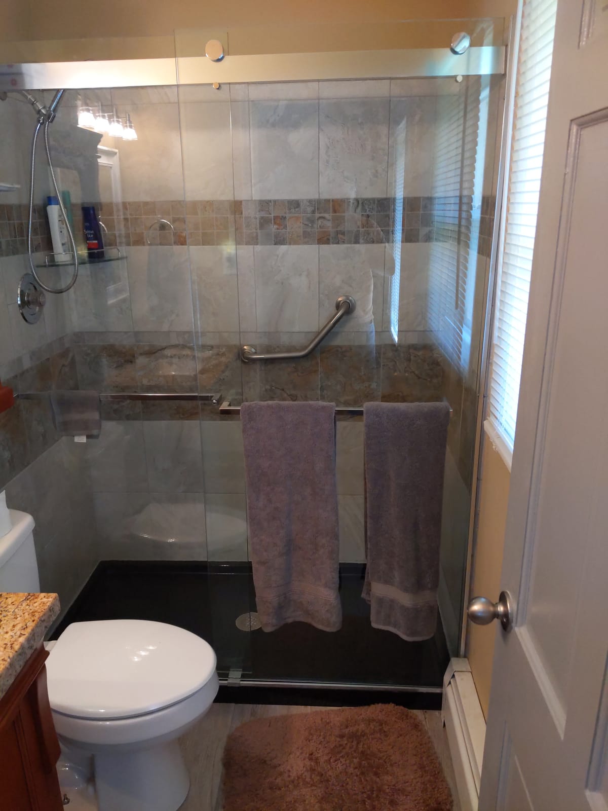 DreamLine Essence Frameless Bypass Sliding Shower Door in Brushed Nickel, 56-60 in Width, 76 in Height, 5/16 in. (8 mm) Certified Clear Tempered Glass, Smooth Gliding Open and Close. SHDR-6360760-04 customer photo 2