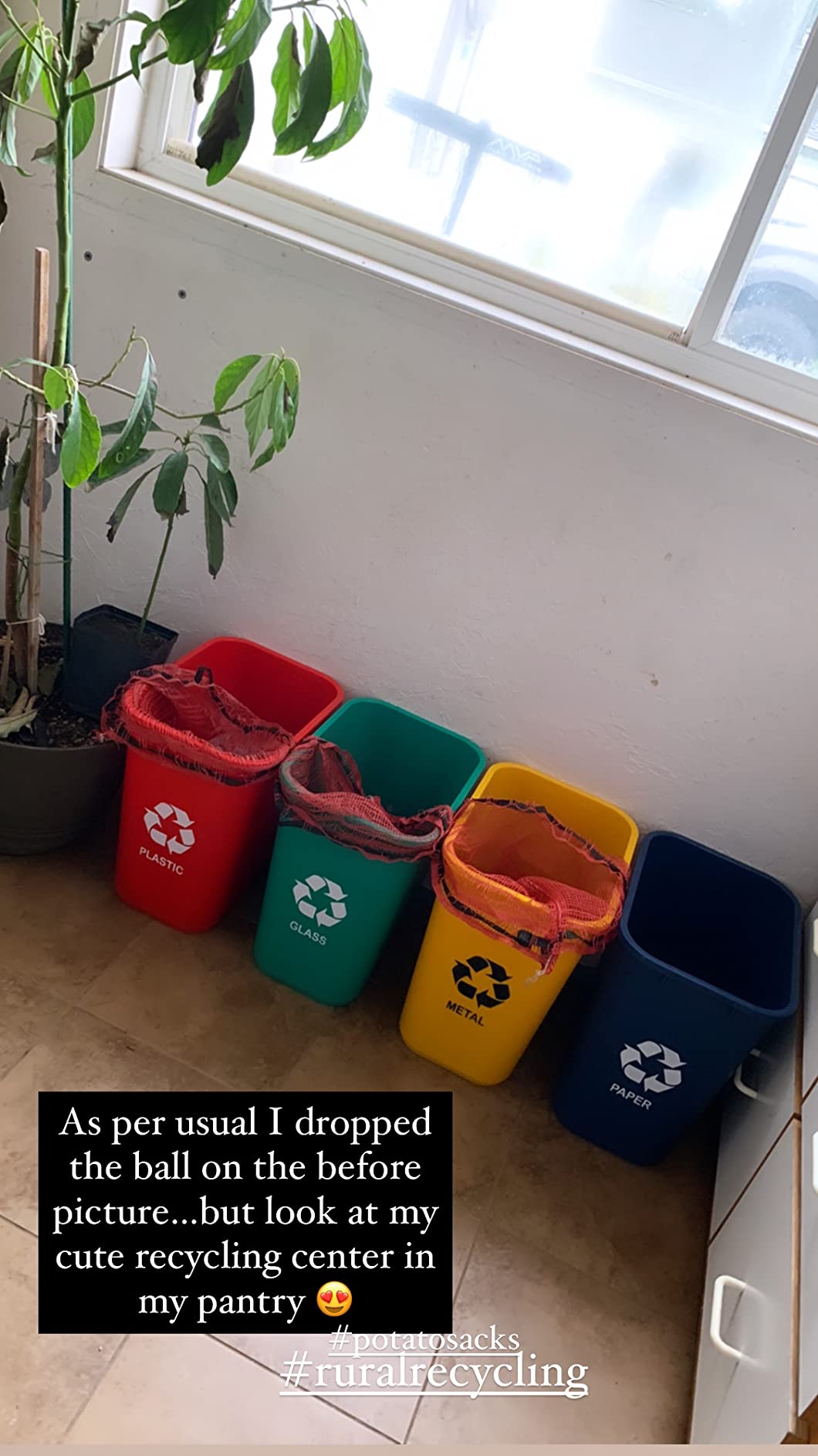 Acrimet Wastebasket Bin for Recycling, 6.75 Gallon/ 27 Quart/ 25.552 Liter (Made of Plastic) (Metal/Yellow, Paper/Blue, Glass/Green, Plastic/Red) (Set of 4) customer photo 2